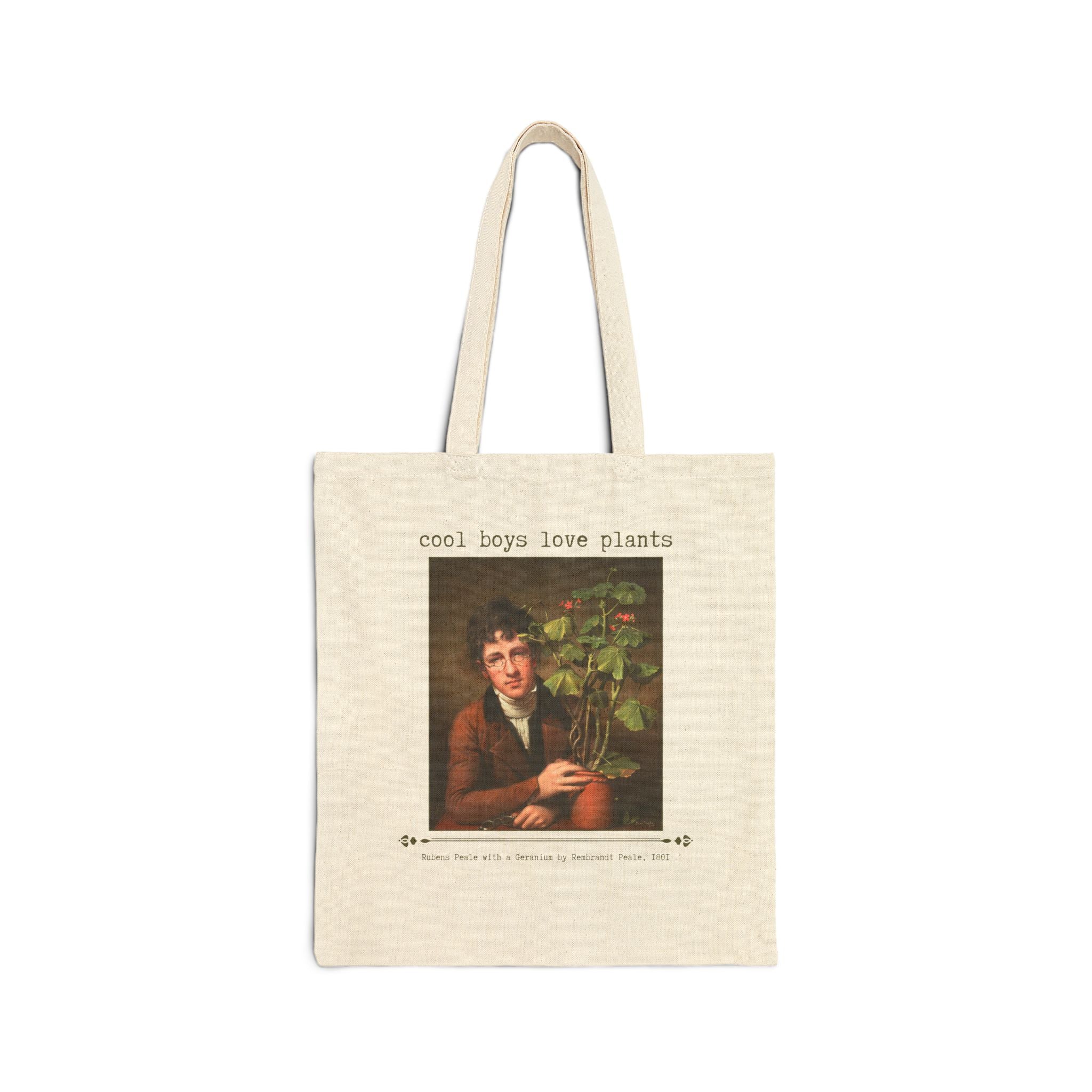 Funny Botanist Tote for Scientist Who Loves Plants: Cool Boys Love Plants, Silly Art History Tote for Husband, Painting by Rembrandt Peale - Opal and June