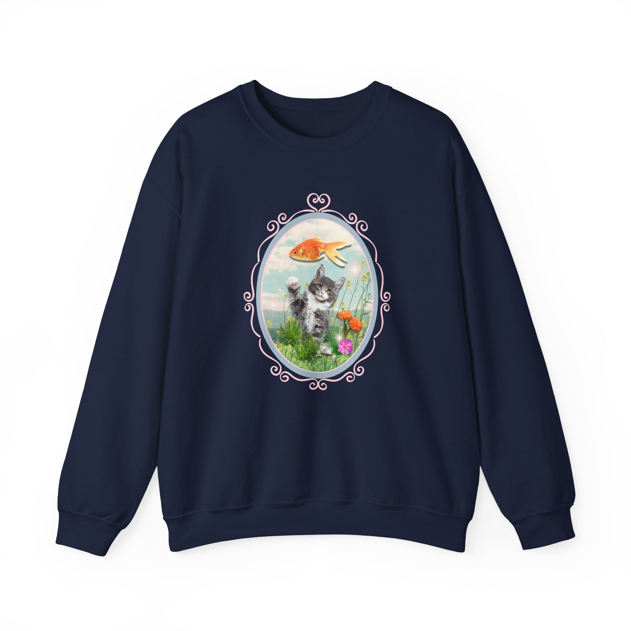 Funny Cat + Goldfish Sweatshirt - Opal and June