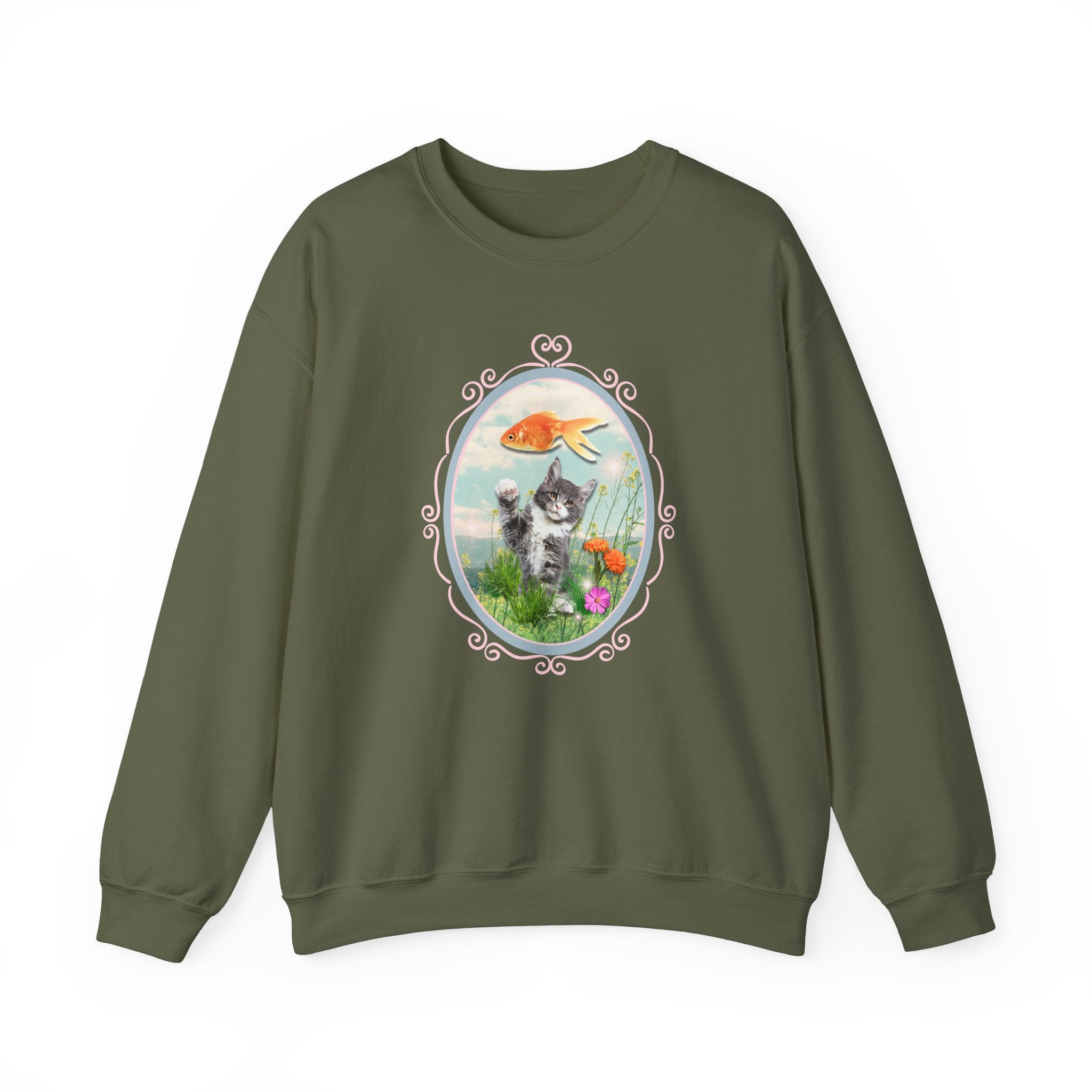 Funny Cat + Goldfish Sweatshirt - Opal and June