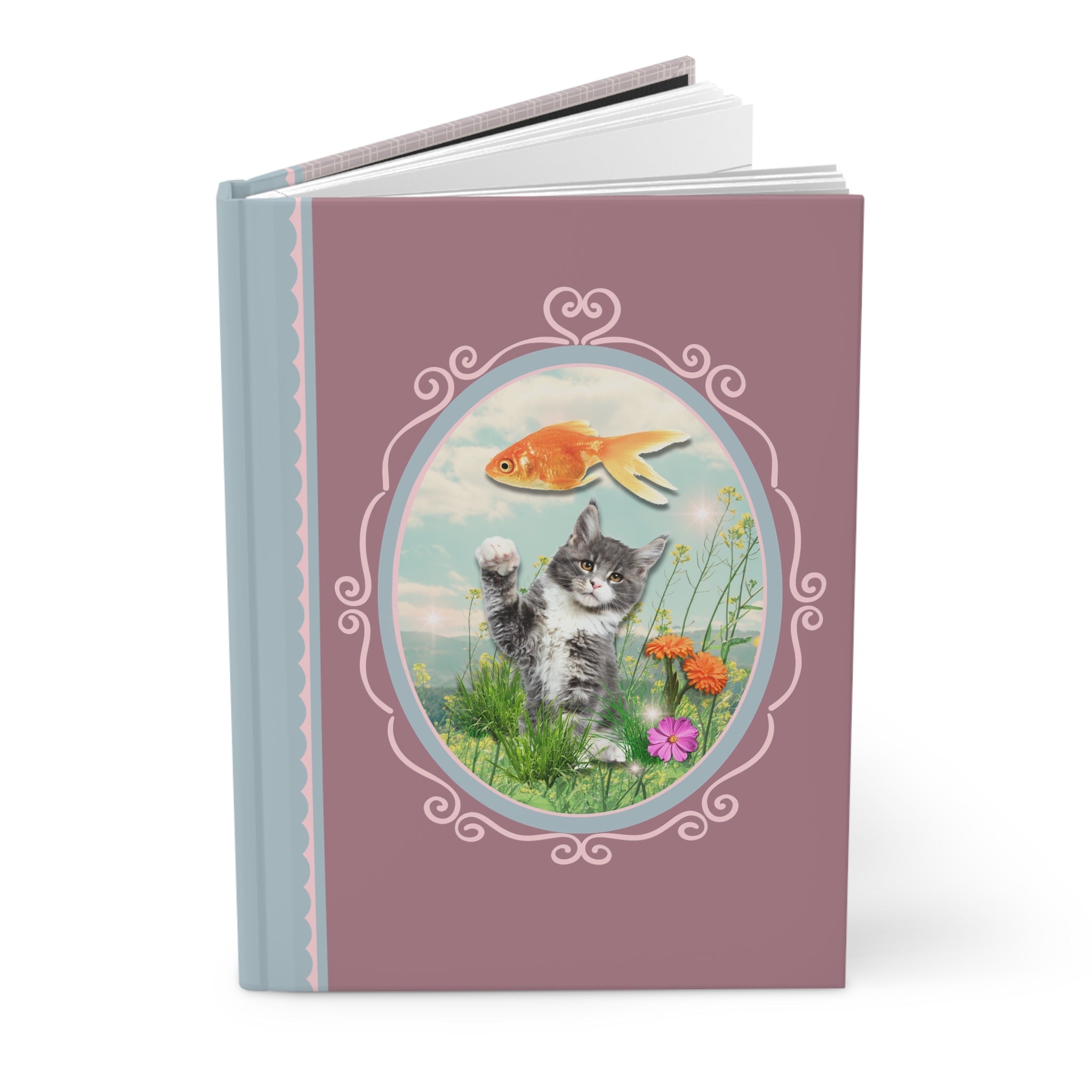 Funny Cat Notebook with Fish - Opal and June