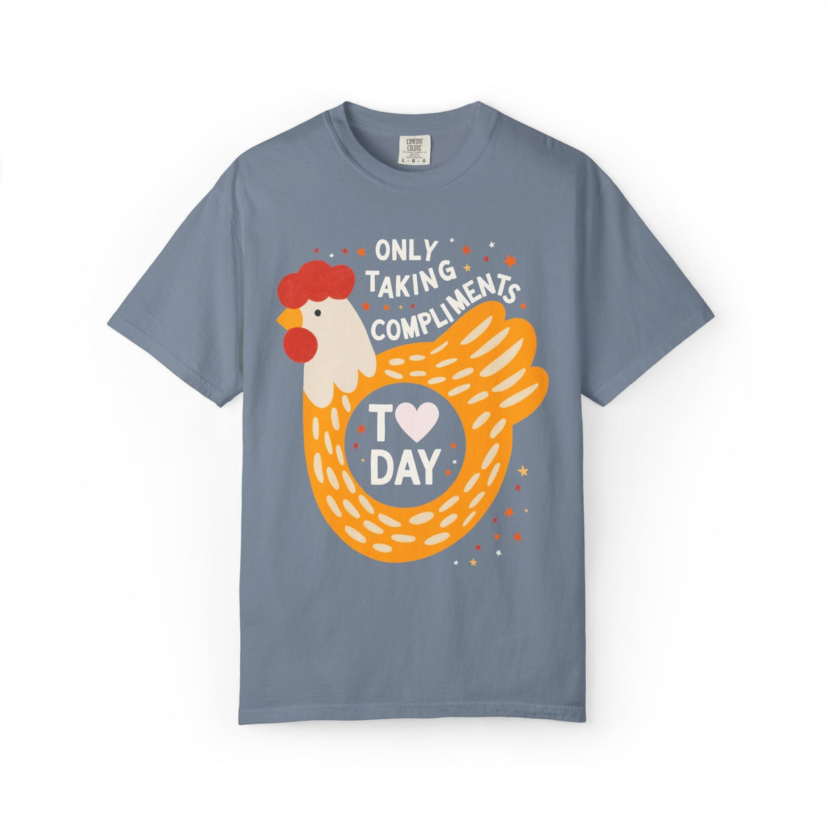 Funny Chicken Lover Tee Shirt: Only Taking Compliments Today, Silly Nostalgic Animal Lover T-Shirt with Stars, Silly Cutecore Tee Shirt - Opal and June