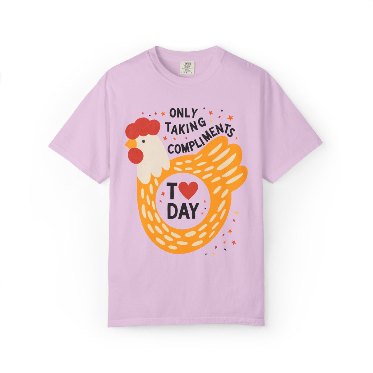 Funny Chicken Lover Tee Shirt: Only Taking Compliments Today, Silly Nostalgic Animal Lover T-Shirt with Stars, Silly Cutecore Tee Shirt - Opal and June