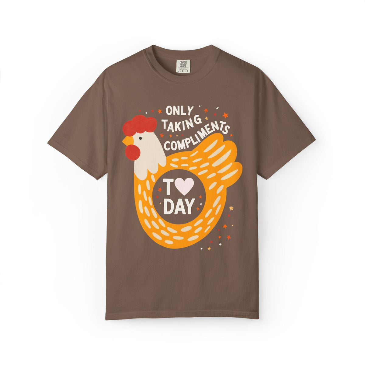 Funny Chicken Lover Tee Shirt: Only Taking Compliments Today, Silly Nostalgic Animal Lover T-Shirt with Stars, Silly Cutecore Tee Shirt - Opal and June