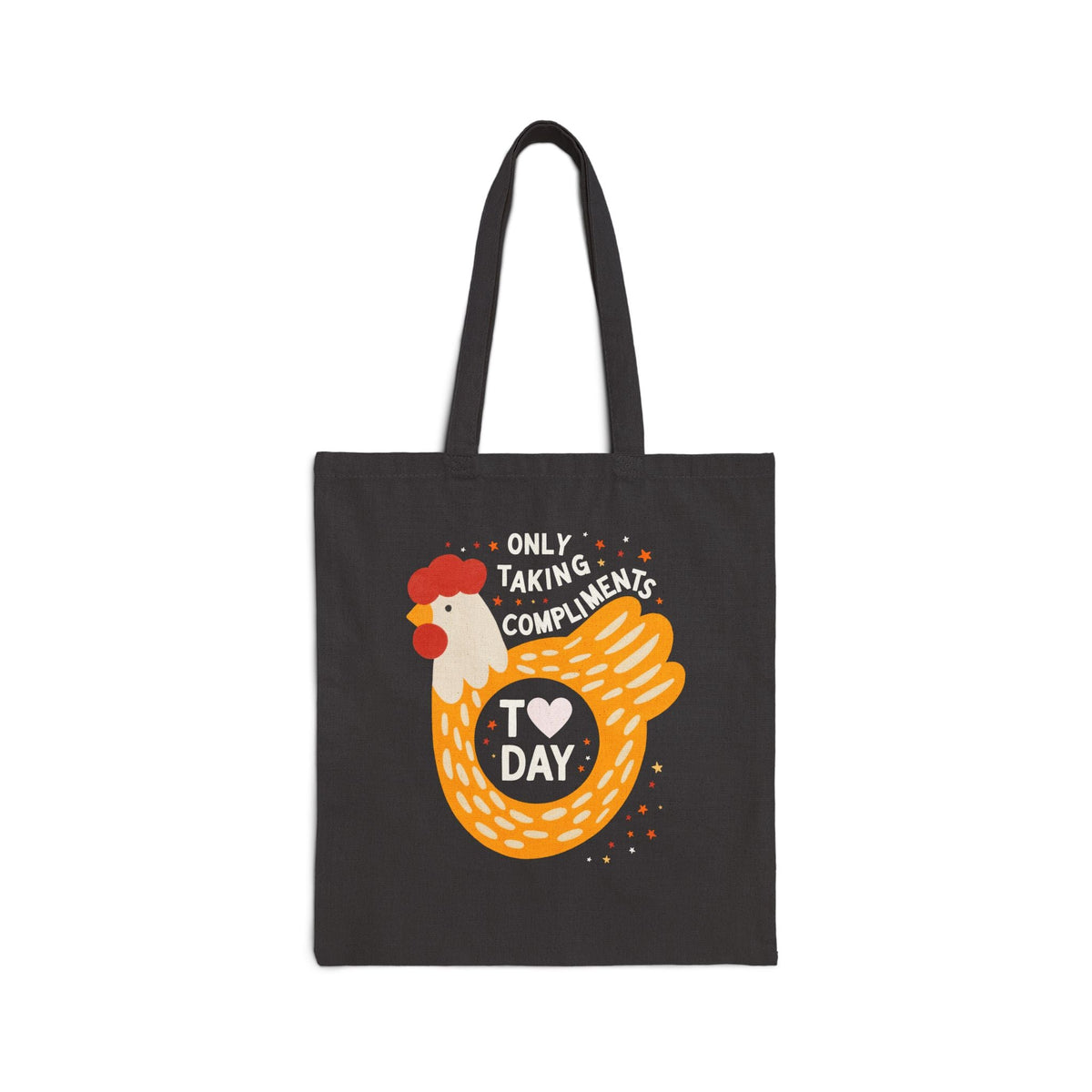 Funny Chicken Lover Tote Bag: Only Taking Compliments Today, Silly Nostalgic Animal Lover Tote with Stars, Silly Cutecore Tote Bag - Opal and June