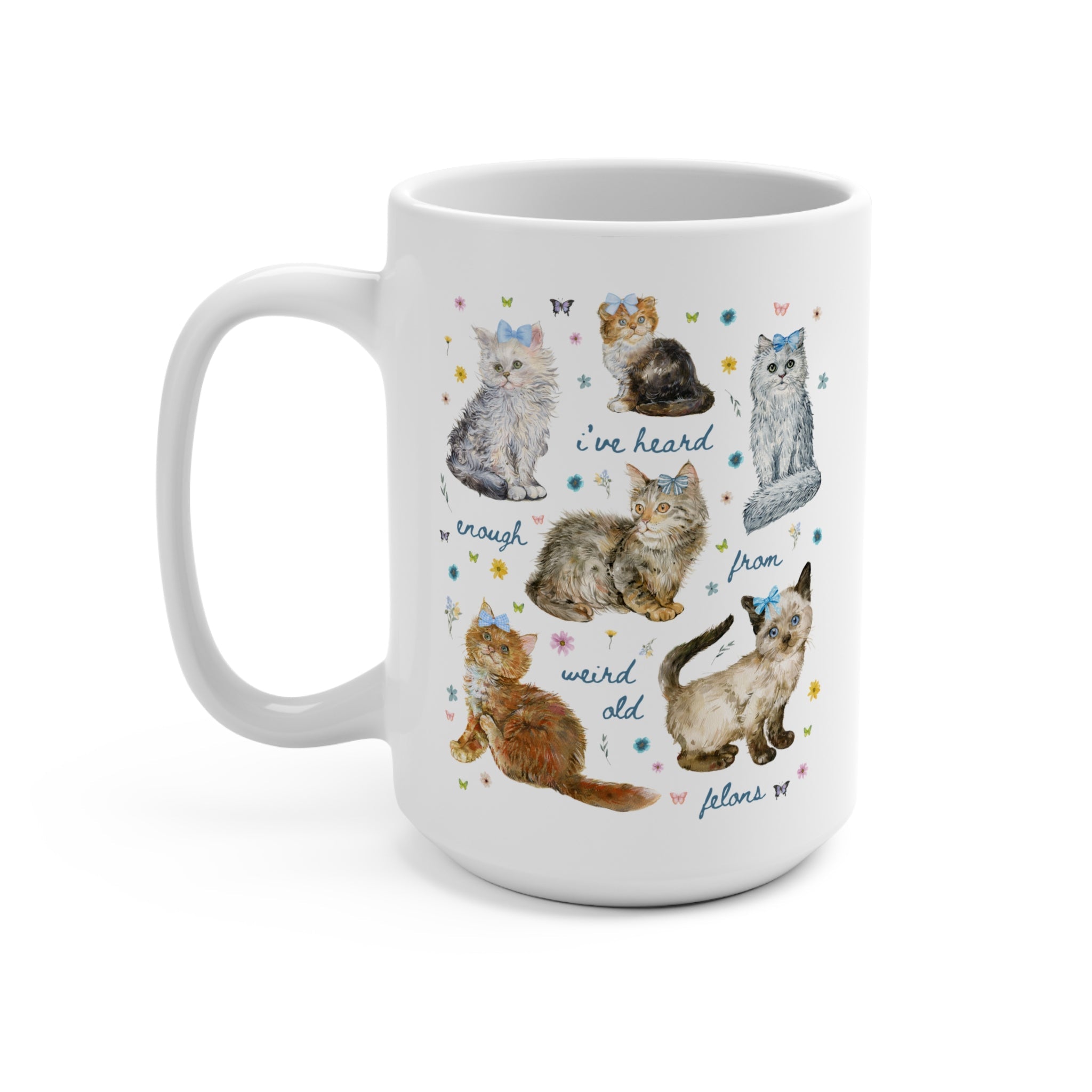 Funny Childless Cat Lady Coffee Mug for Democratic Socialist or Leftist, Adorable Y2K Aesthetic Political 15 Oz Mug, Cat Mom or Cat Parent - Opal and June