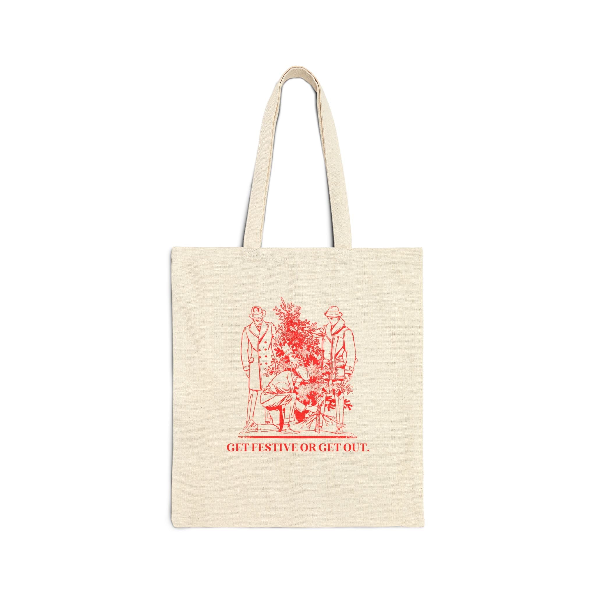Funny Christmas Lover Matching Tote Bag for Holidays or Holiday Work Party: Get Festive or Get Out, Silly Vintage Aesthetic Tote for Xmas - Opal and June