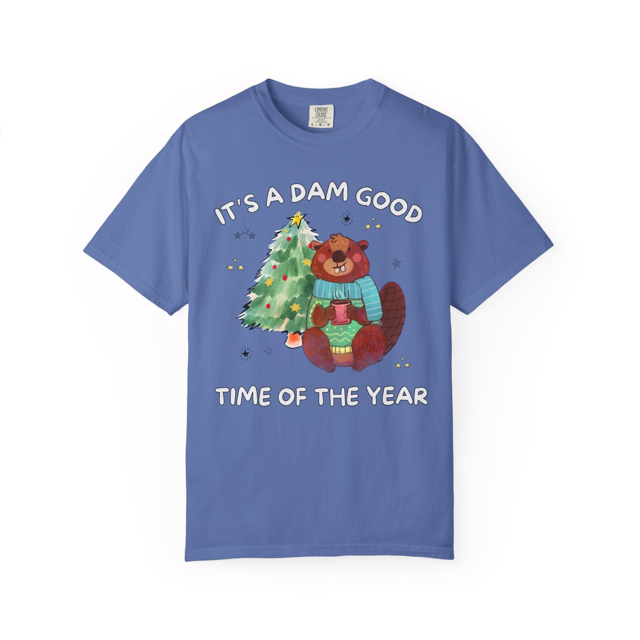 Funny Christmas Shirt for Holiday Party, Silly Beaver T-Shirt with Stars for Animal Lover, Boho 90s Aesthetic Tee, Matching Holiday Shirt - Opal and June