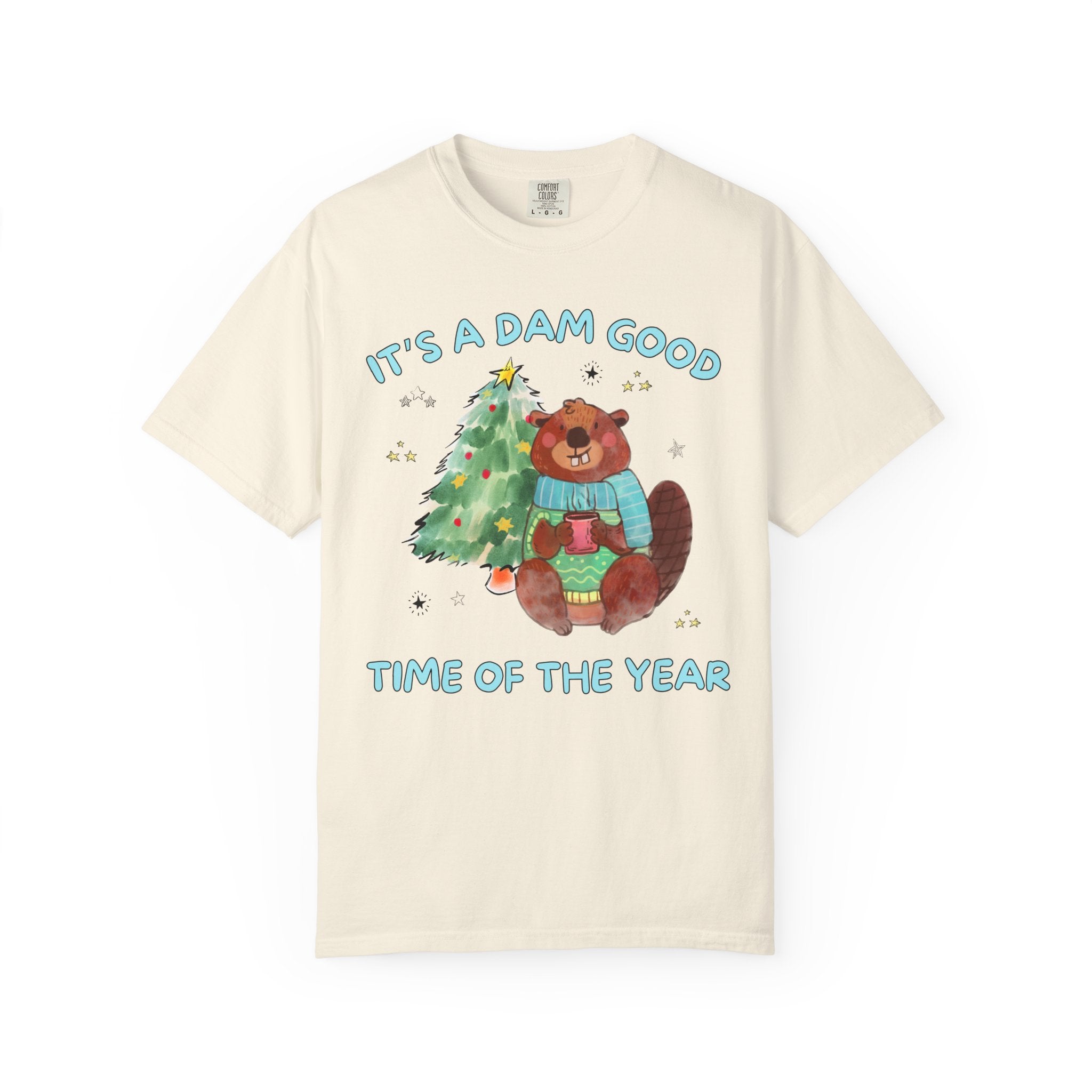 Funny Christmas Shirt for Holiday Party, Silly Beaver T-Shirt with Stars for Animal Lover, Boho 90s Aesthetic Tee, Matching Holiday Shirt - Opal and June