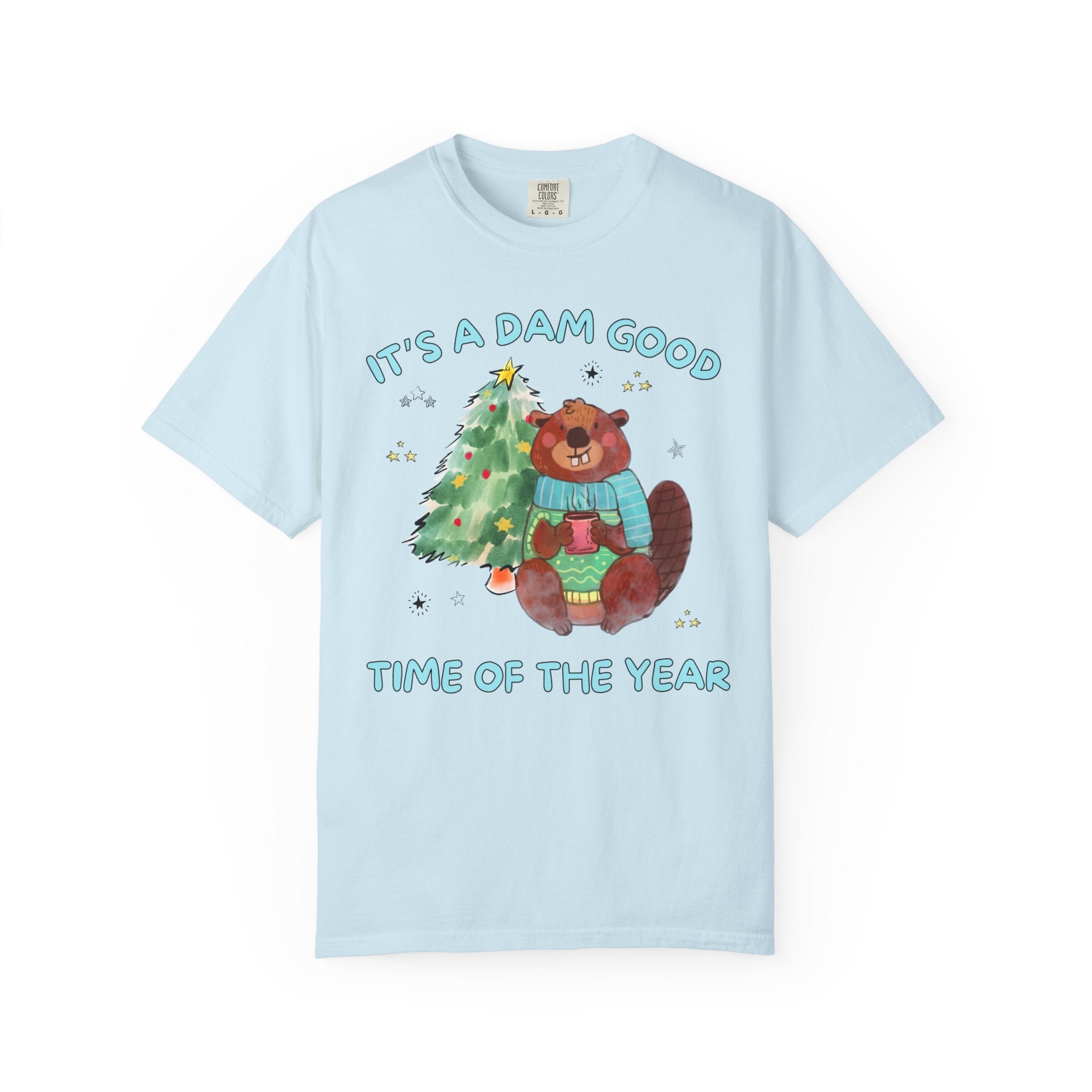 Funny Christmas Shirt for Holiday Party, Silly Beaver T-Shirt with Stars for Animal Lover, Boho 90s Aesthetic Tee, Matching Holiday Shirt - Opal and June