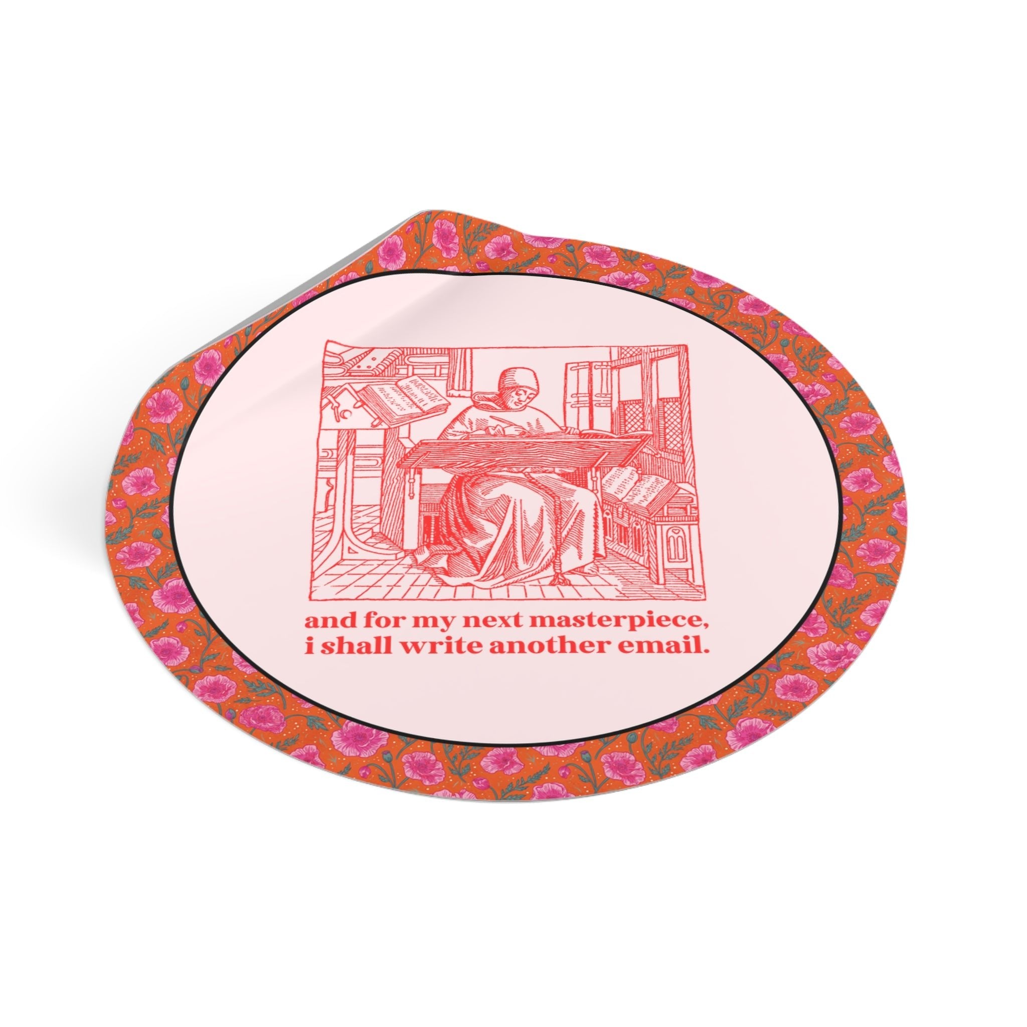 Funny Co-Worker Matching Sticker with Vintage Aesthetic: For My Next Masterpiece, I Shall Write Another Email, Silly Office Staff Sticker - Opal and June