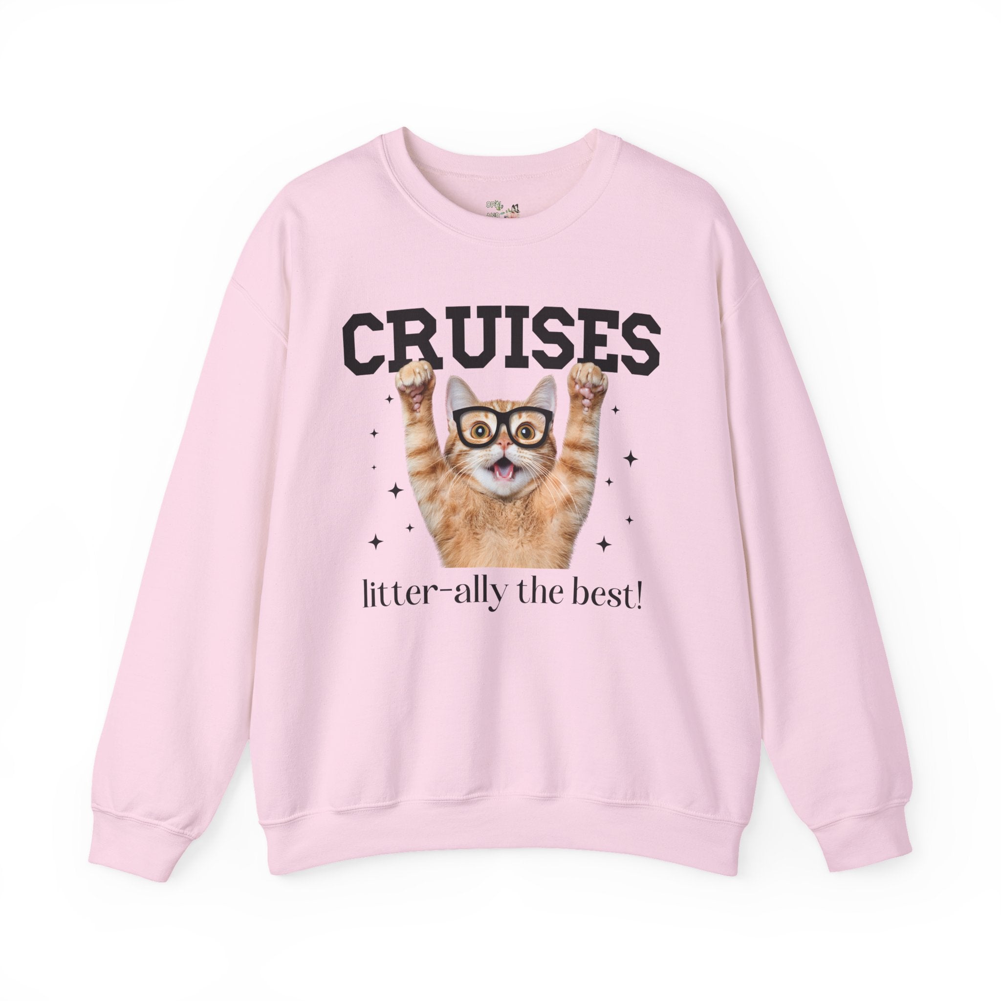 Funny Cruse Lover Sweatshirt for Cat Lover, Cat Mom or Cat Dad Shirt, Matching Cruise Shirt with Friends, Silly Drunk Bachelorette Cat Shirt - Opal and June