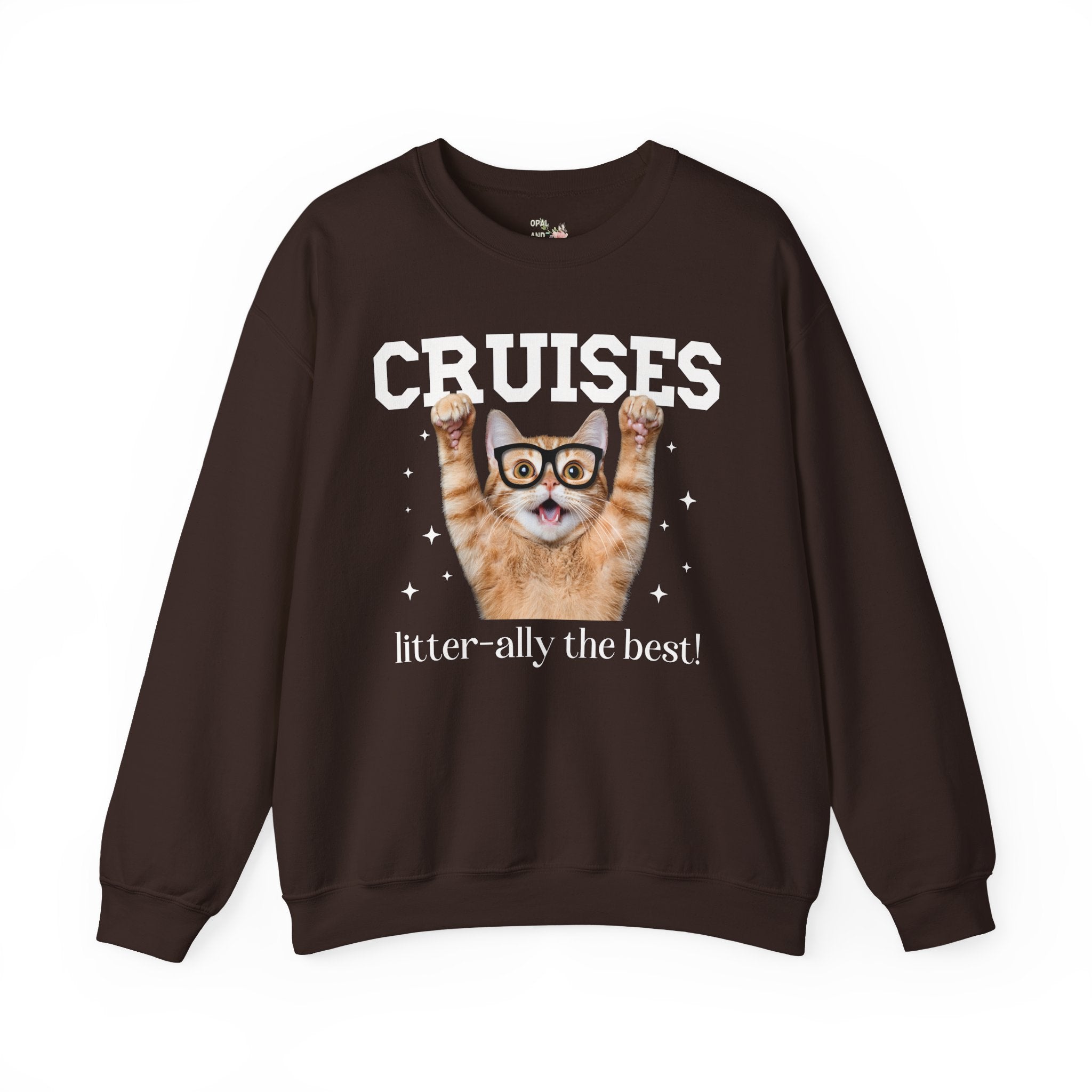 Funny Cruse Lover Sweatshirt for Cat Lover, Cat Mom or Cat Dad Shirt, Matching Cruise Shirt with Friends, Silly Drunk Bachelorette Cat Shirt - Opal and June