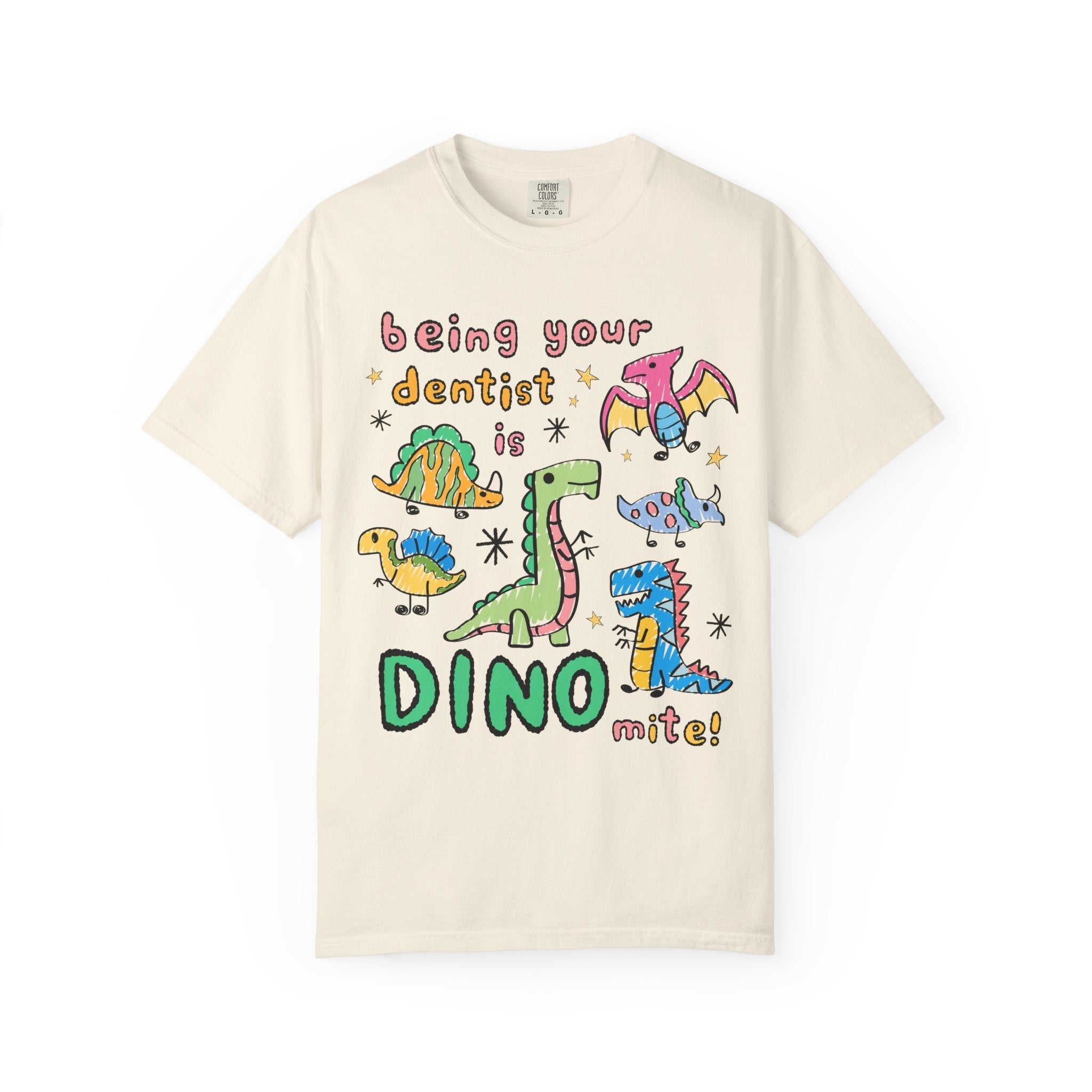 Funny Dentist Tee Shirt for Dentist, Dental Hygienist Who Loves Dinosaurs: Being Your Dentist is Dino - Mite! Funny Sarcastic Gift for Dentist - Opal and June