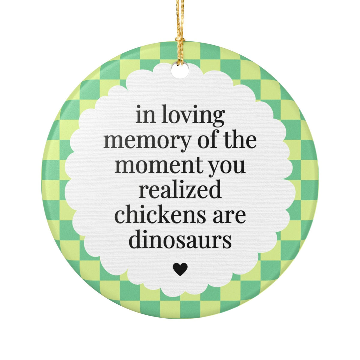 Funny Dinosaur Lover Gift for Friend Who Loves Dinosaurs and Chickens: Colorful Kitschy Christmas Ornament for Animal Lover or Paleontologist - Opal and June
