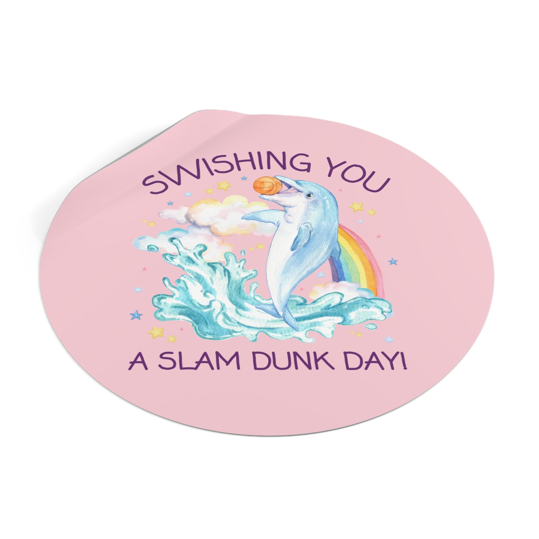 Funny Dolphin Lover Sticker for Friend Who Loves Basketball: Cute 90s Aesthetic Animal Lover Gift, Positive Affirmation, Dreamcore Weirdcore - Opal and June