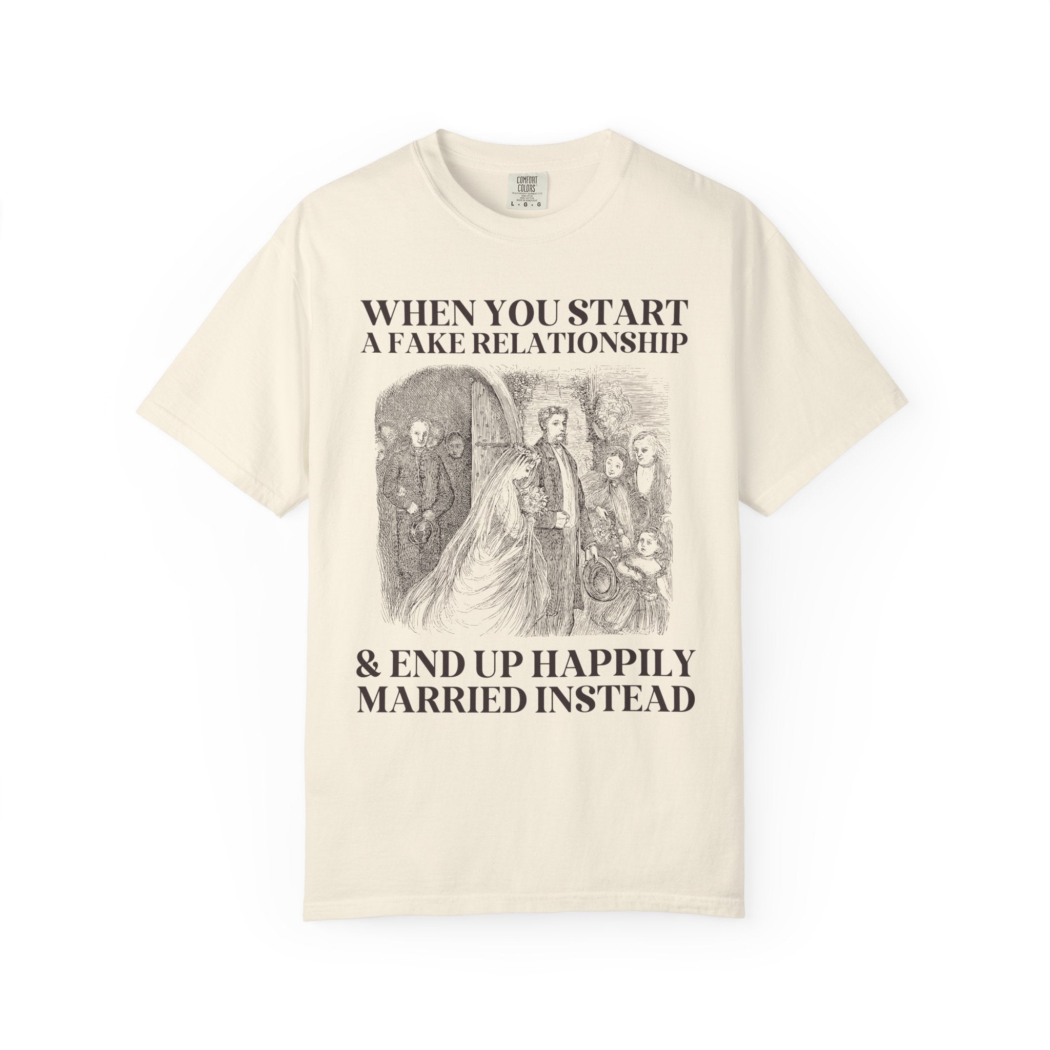 Funny Fake Dating Romance Tropes Tee Shirt, Bookworm Who Loves Historical Romances Novels with a Marriage on Convenience, Silly Bookish Gift - Opal and June