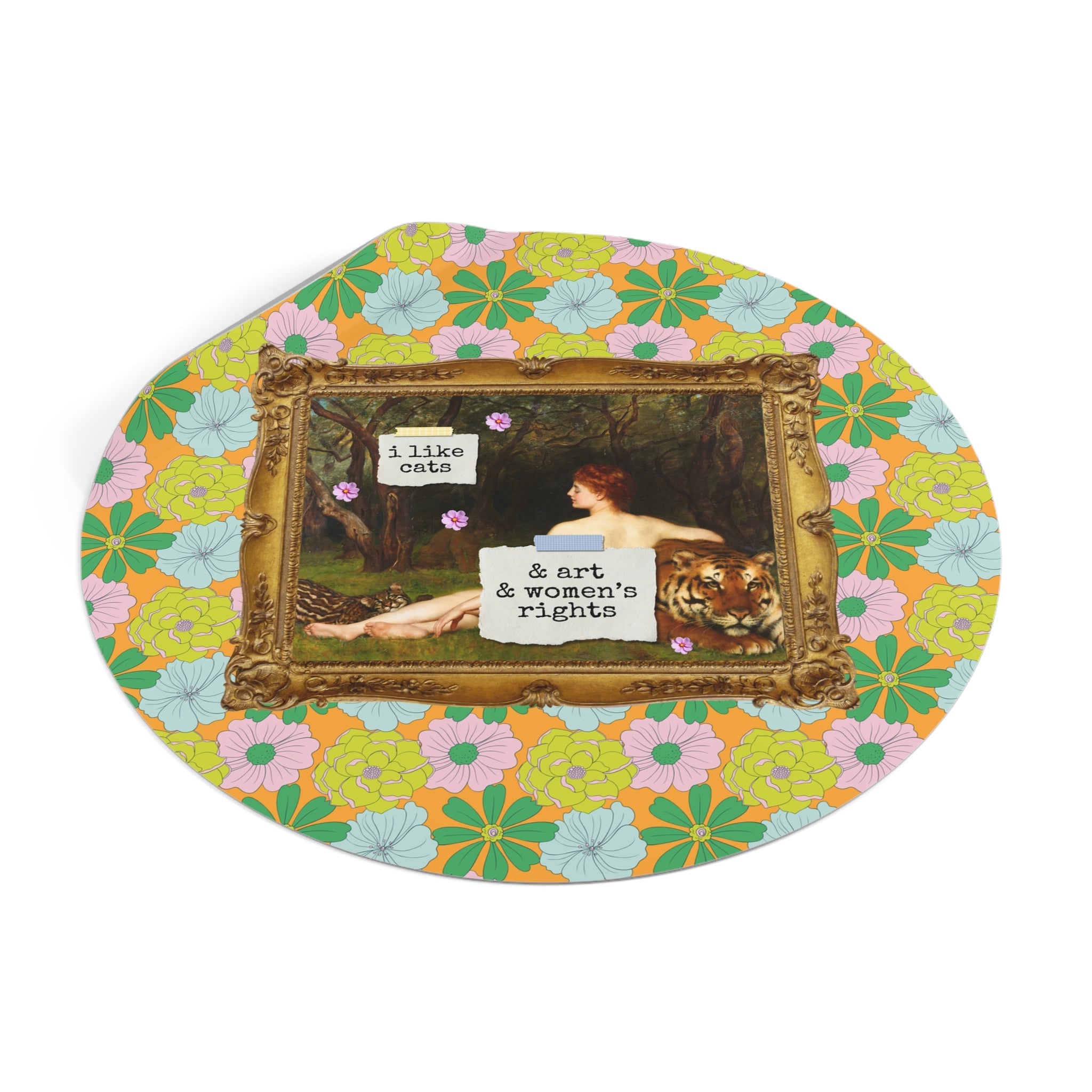 Funny Feminist Sticker for Cat Mom or Cat Dad Who Loves Art History and Women's Rights, Equal Rights Famous Painting Sticker for Artist - Opal and June