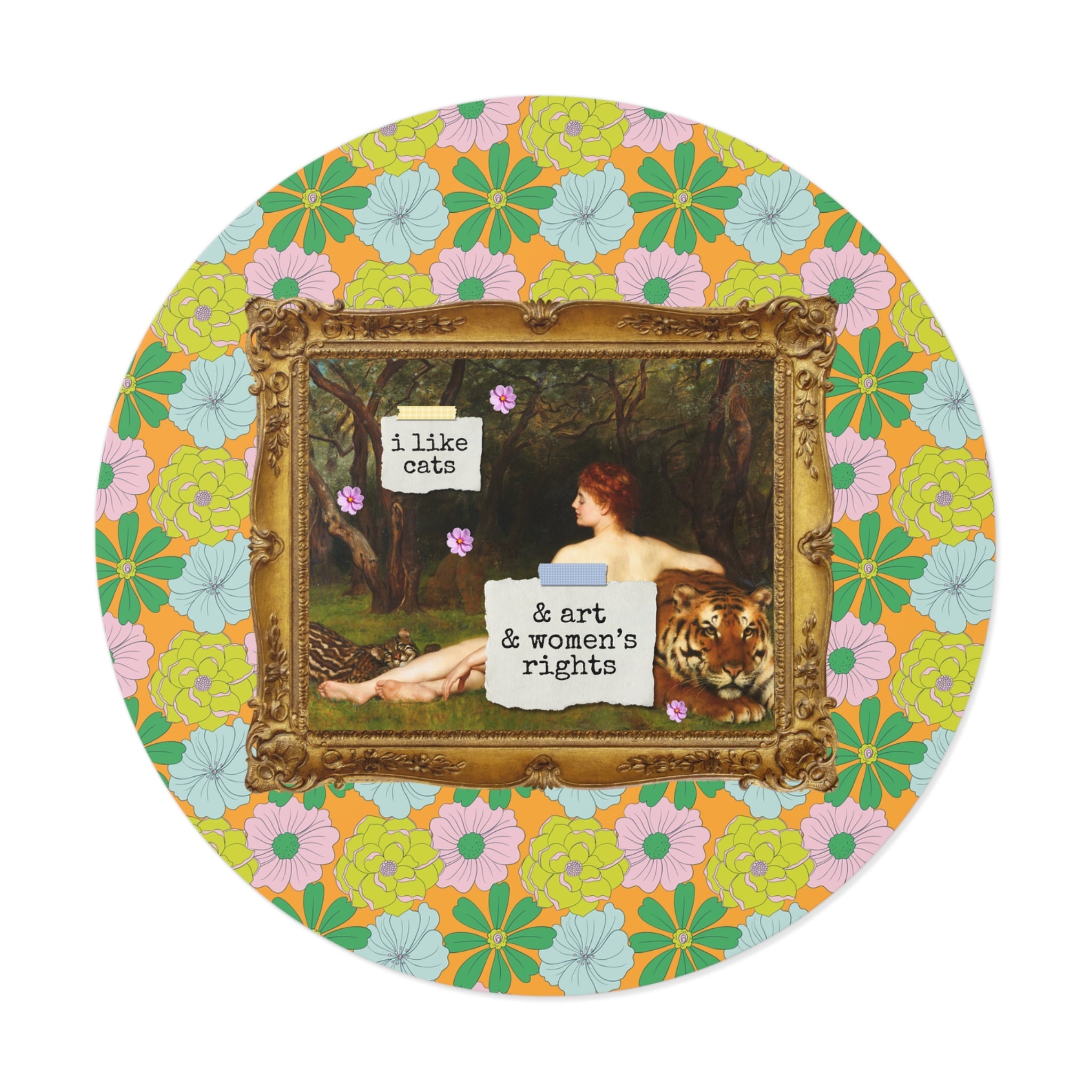 Funny Feminist Sticker for Cat Mom or Cat Dad Who Loves Art History and Women's Rights, Equal Rights Famous Painting Sticker for Artist - Opal and June