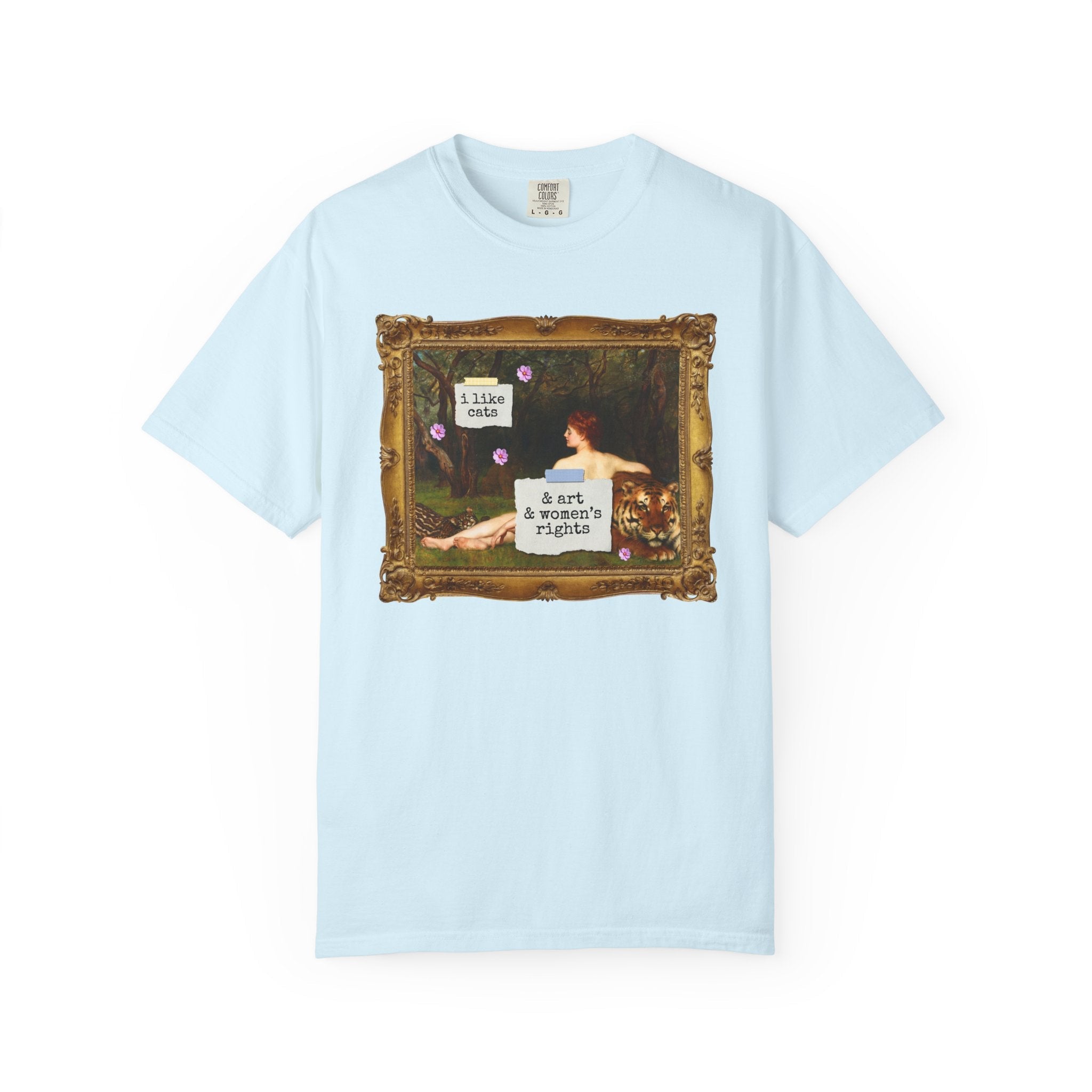 Funny Feminist Tee Shirt for Cat Mom or Cat Dad Who Loves Art History and Women's Rights, Equal Rights Famous Painting T-Shirt for Artist - Opal and June