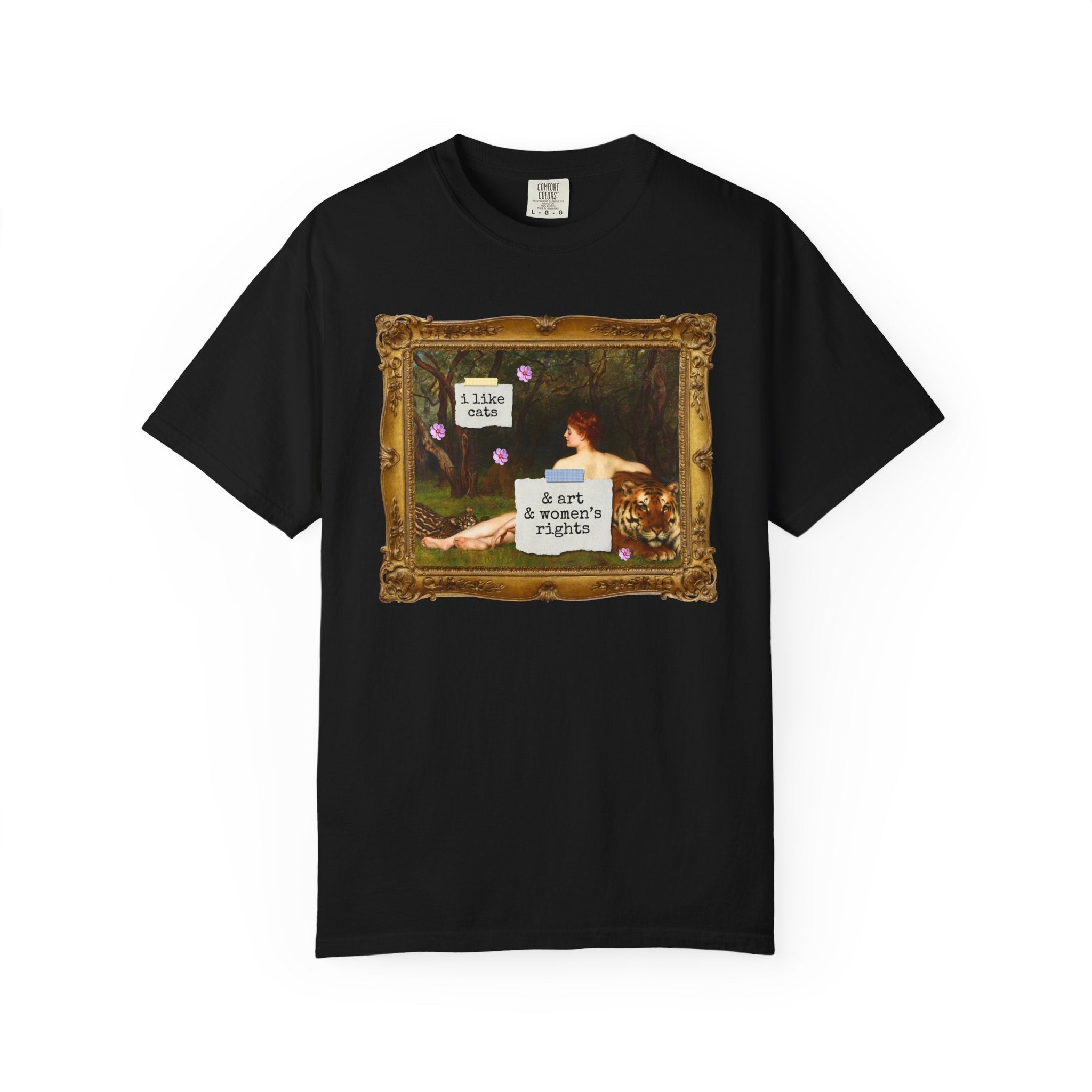 Funny Feminist Tee Shirt for Cat Mom or Cat Dad Who Loves Art History and Women's Rights, Equal Rights Famous Painting T-Shirt for Artist - Opal and June