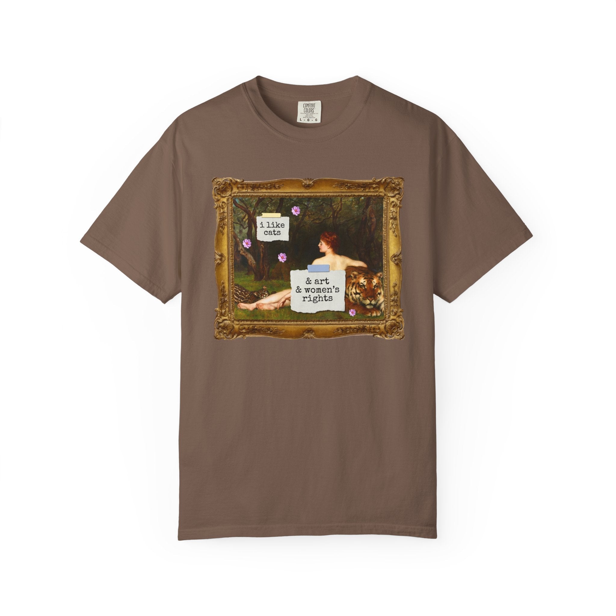 Funny Feminist Tee Shirt for Cat Mom or Cat Dad Who Loves Art History and Women's Rights, Equal Rights Famous Painting T-Shirt for Artist - Opal and June