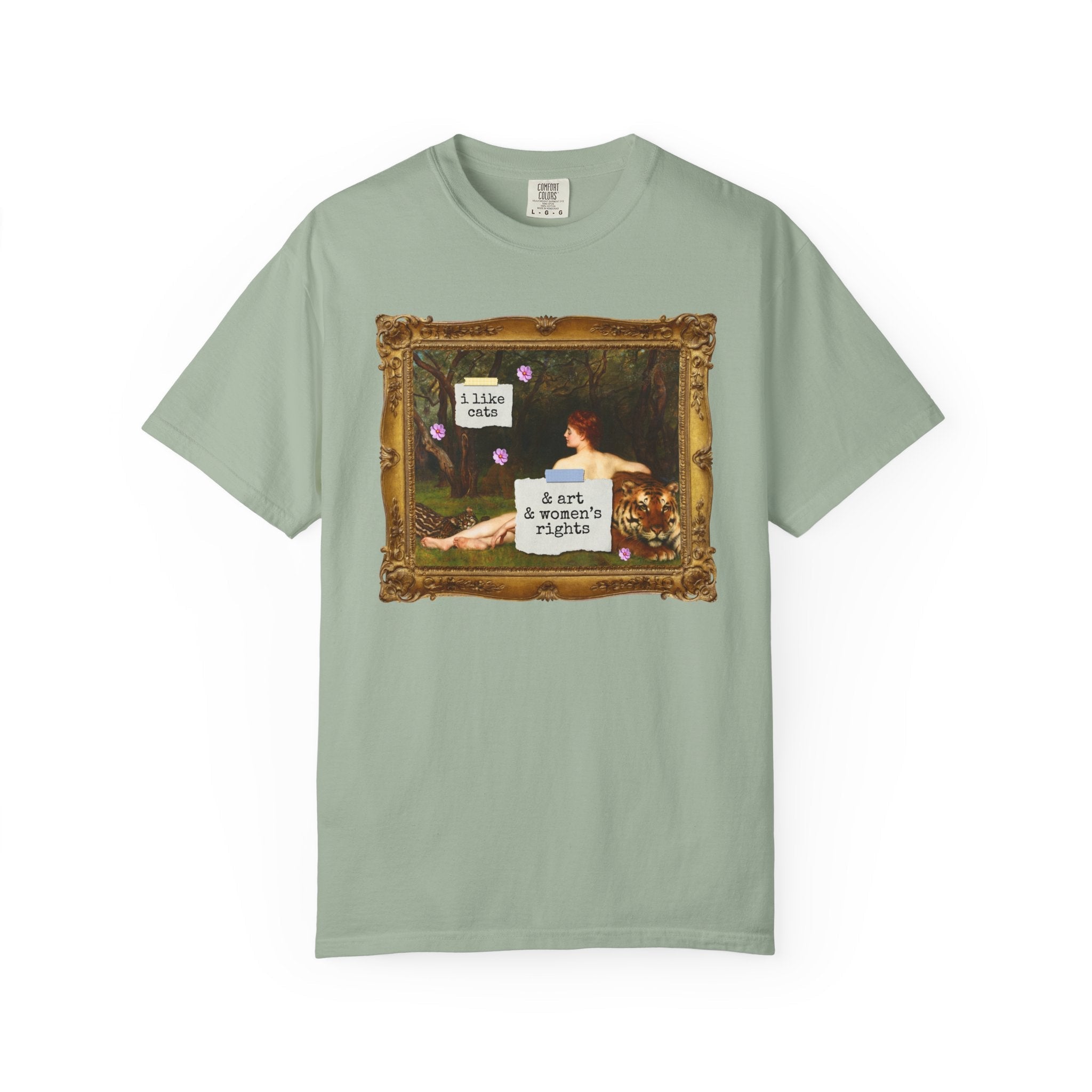 Funny Feminist Tee Shirt for Cat Mom or Cat Dad Who Loves Art History and Women's Rights, Equal Rights Famous Painting T-Shirt for Artist - Opal and June