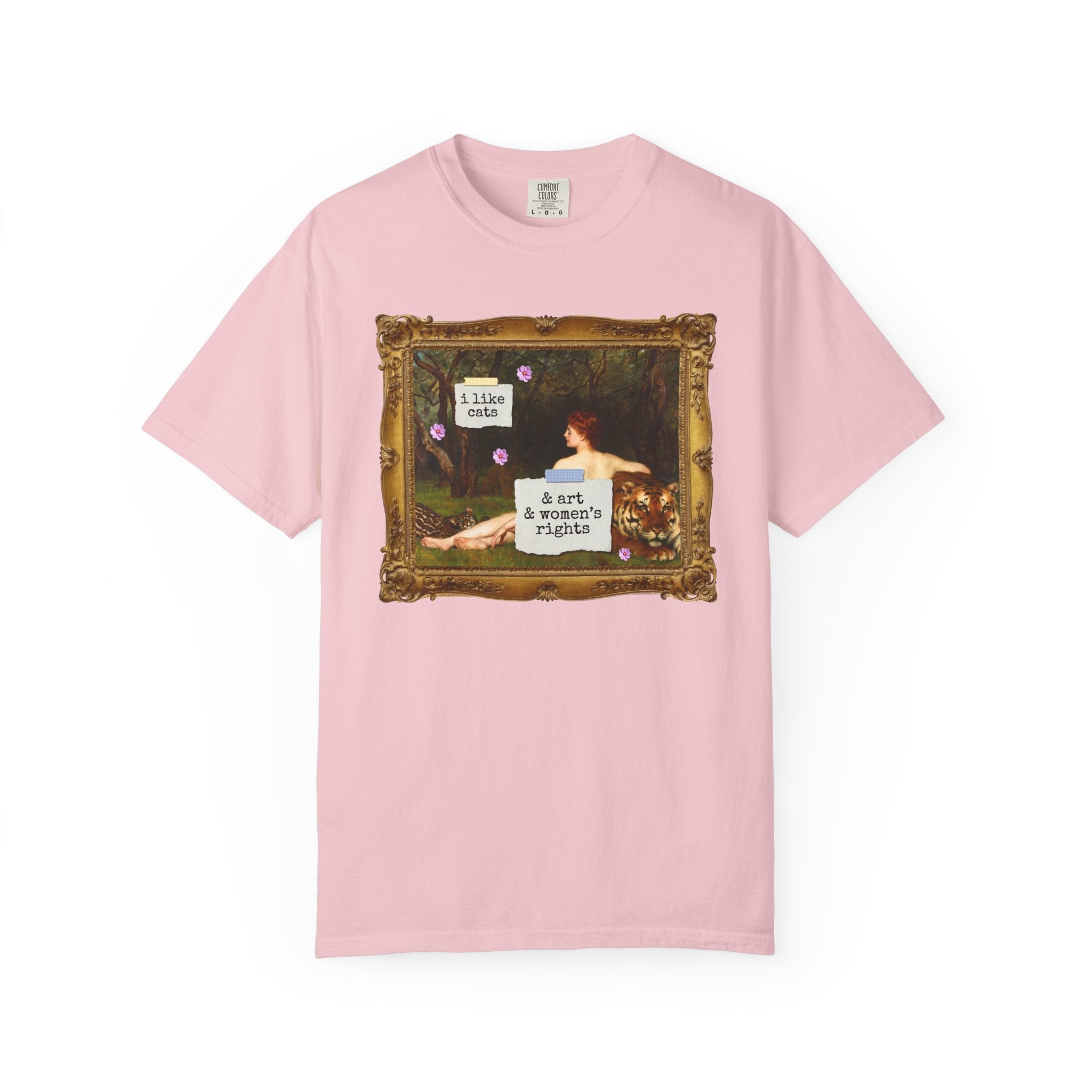 Funny Feminist Tee Shirt for Cat Mom or Cat Dad Who Loves Art History and Women's Rights, Equal Rights Famous Painting T-Shirt for Artist - Opal and June