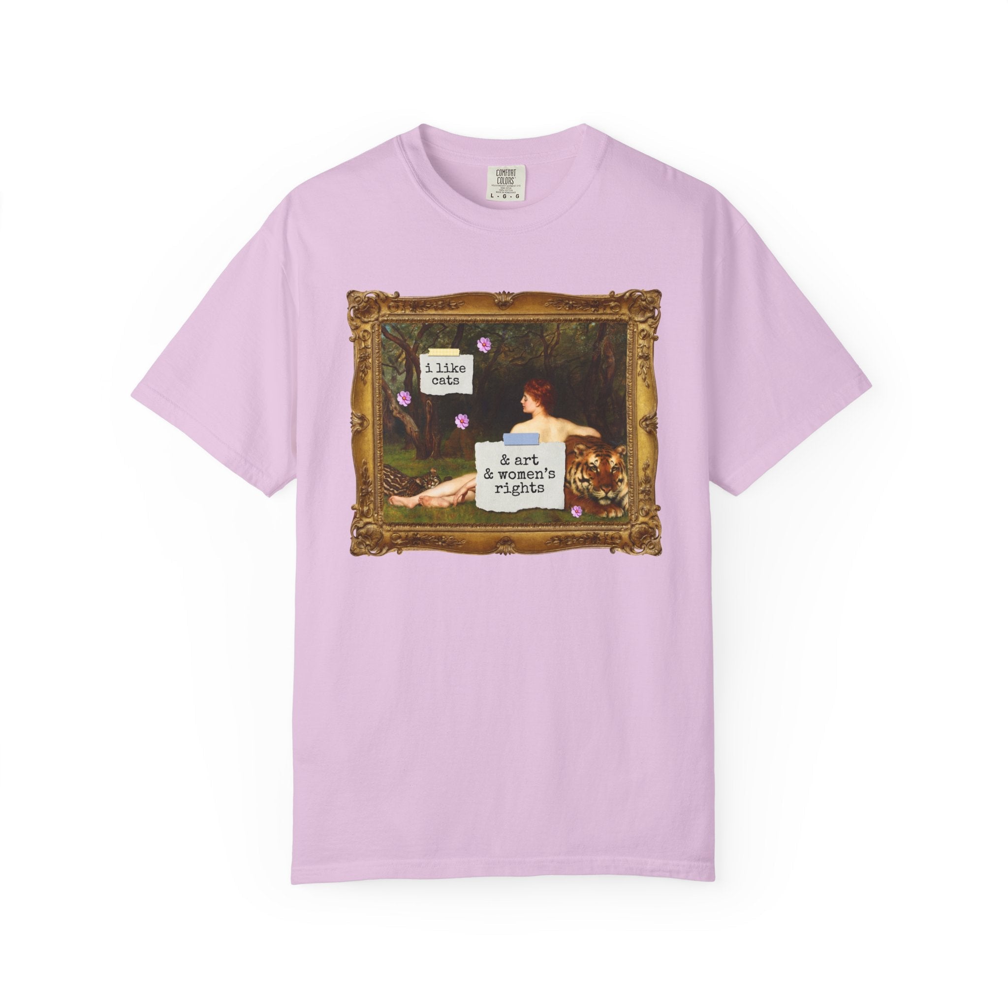 Funny Feminist Tee Shirt for Cat Mom or Cat Dad Who Loves Art History and Women's Rights, Equal Rights Famous Painting T-Shirt for Artist - Opal and June