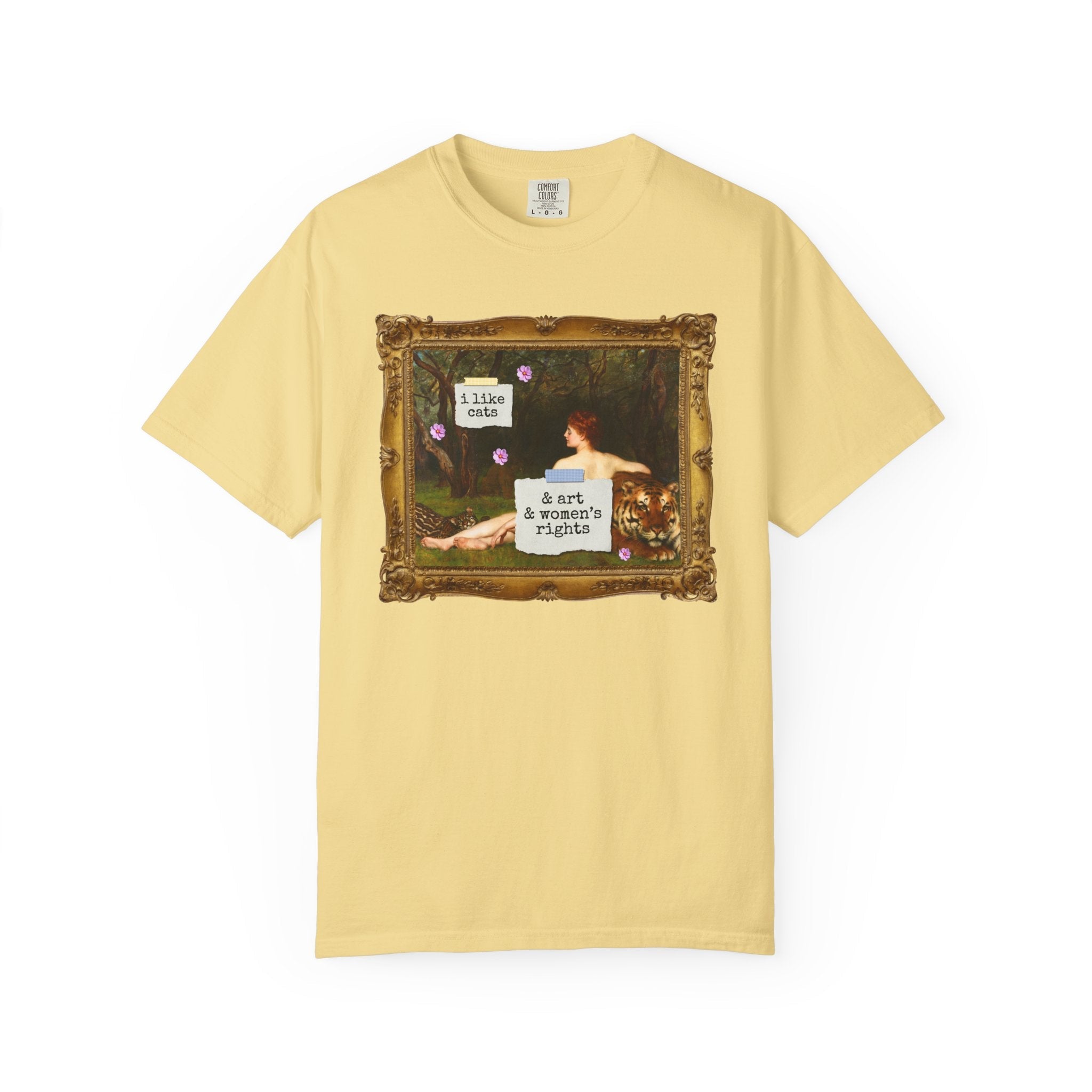 Funny Feminist Tee Shirt for Cat Mom or Cat Dad Who Loves Art History and Women's Rights, Equal Rights Famous Painting T-Shirt for Artist - Opal and June