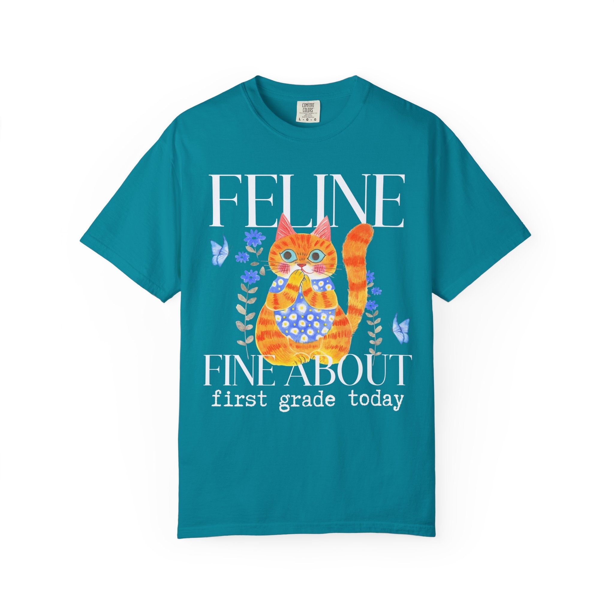 Funny First Grade Teacher Tee Shirt for Teacher Who Loves Cats, Cute First Grade Crew or 1st Grade Team Tee for Back to School, Animal Lover - Opal and June