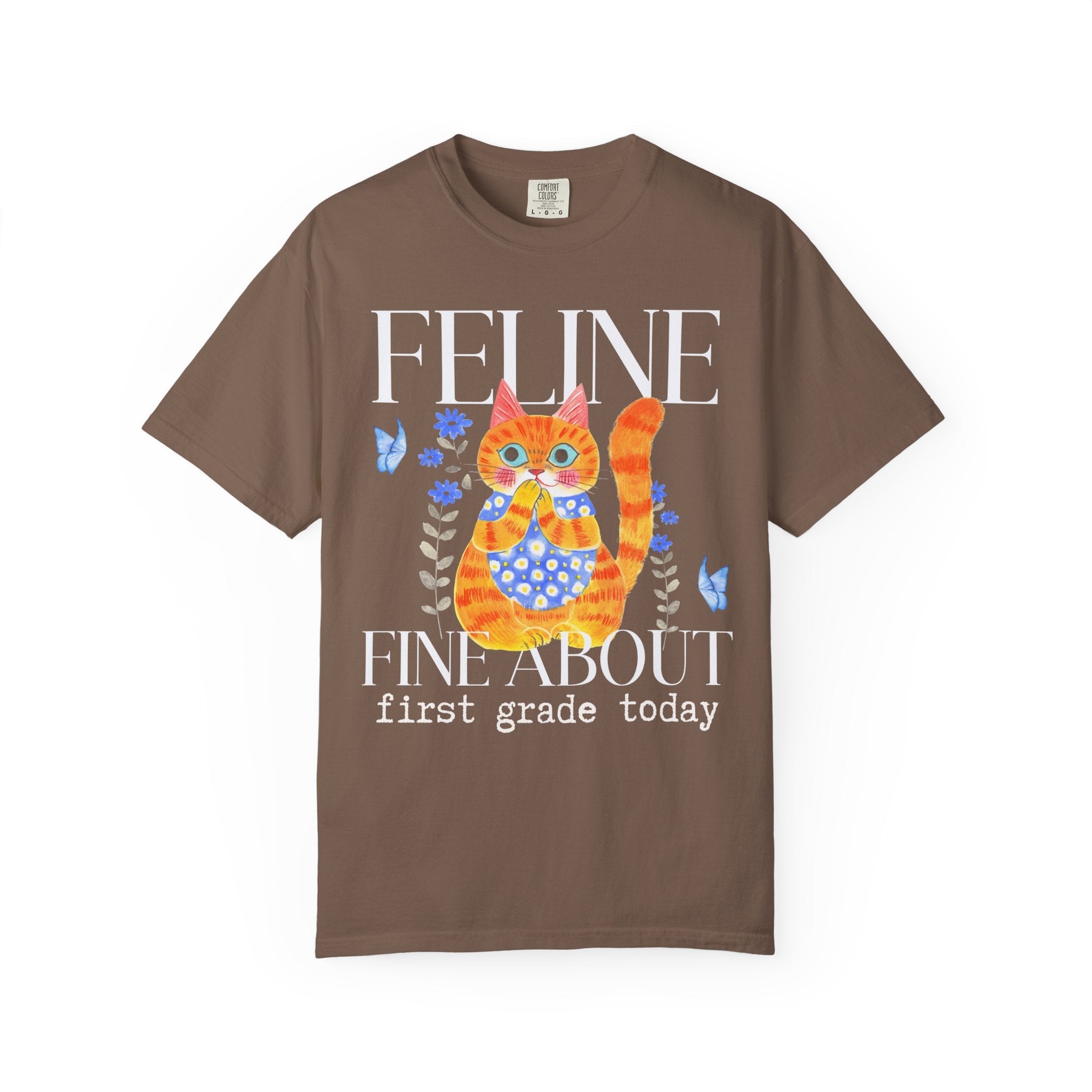 Funny First Grade Teacher Tee Shirt for Teacher Who Loves Cats, Cute First Grade Crew or 1st Grade Team Tee for Back to School, Animal Lover - Opal and June