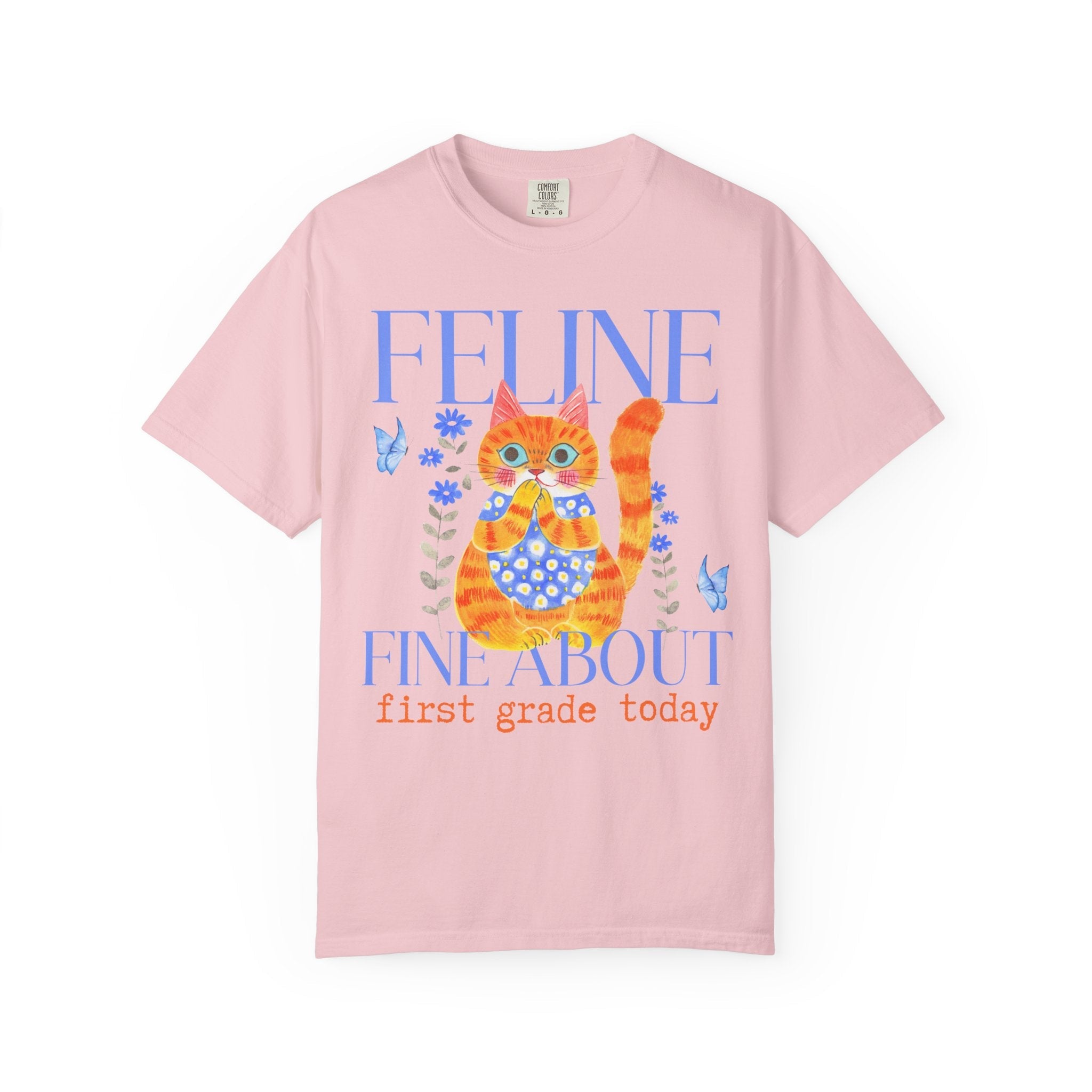 Funny First Grade Teacher Tee Shirt for Teacher Who Loves Cats, Cute First Grade Crew or 1st Grade Team Tee for Back to School, Animal Lover - Opal and June