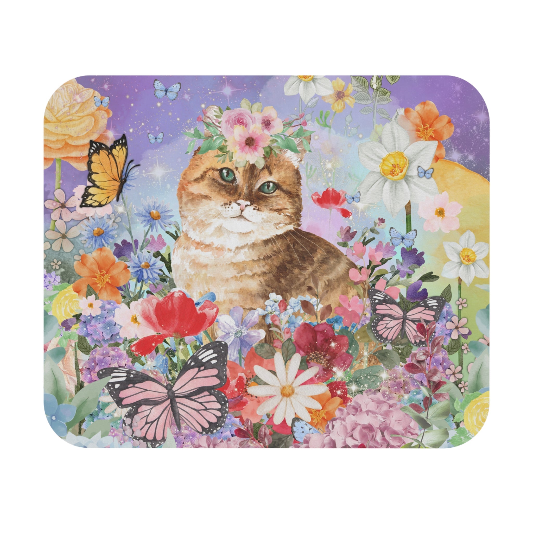 Funny Floral Cat Mousepad - Opal and June