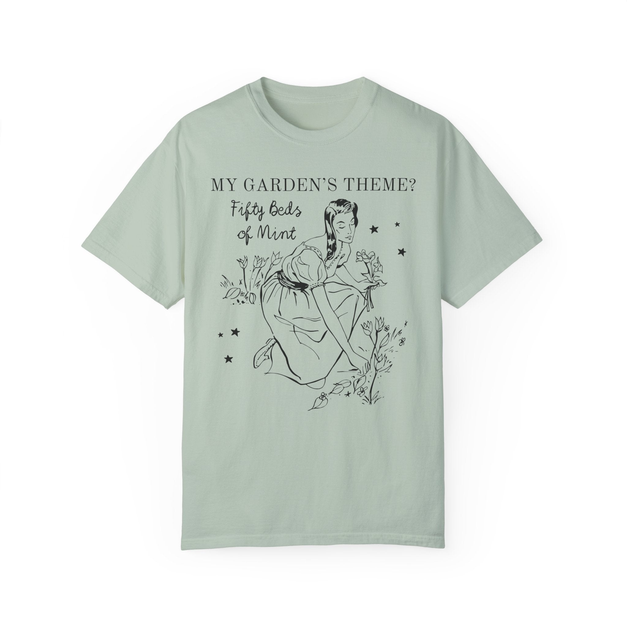 Funny Gardening Tee Shirt for Garden Lover Who Has Too Much Mint: Silly Vintage Aesthetic Garden Girlie T-Shirt, Funny Saying Gardening Tee - Opal and June