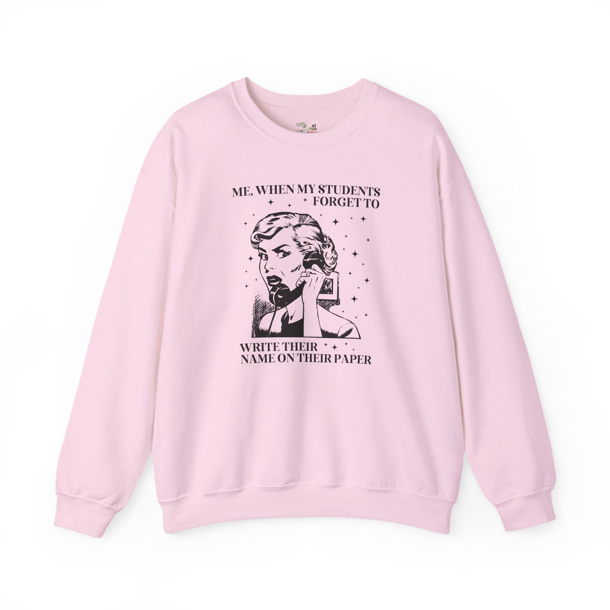 Funny High School Teacher Sweatshirt, Funny Sarcastic ELA Language Arts Teacher Crewneck with Stars, Silly Middle School Math Teacher Gift - Opal and June