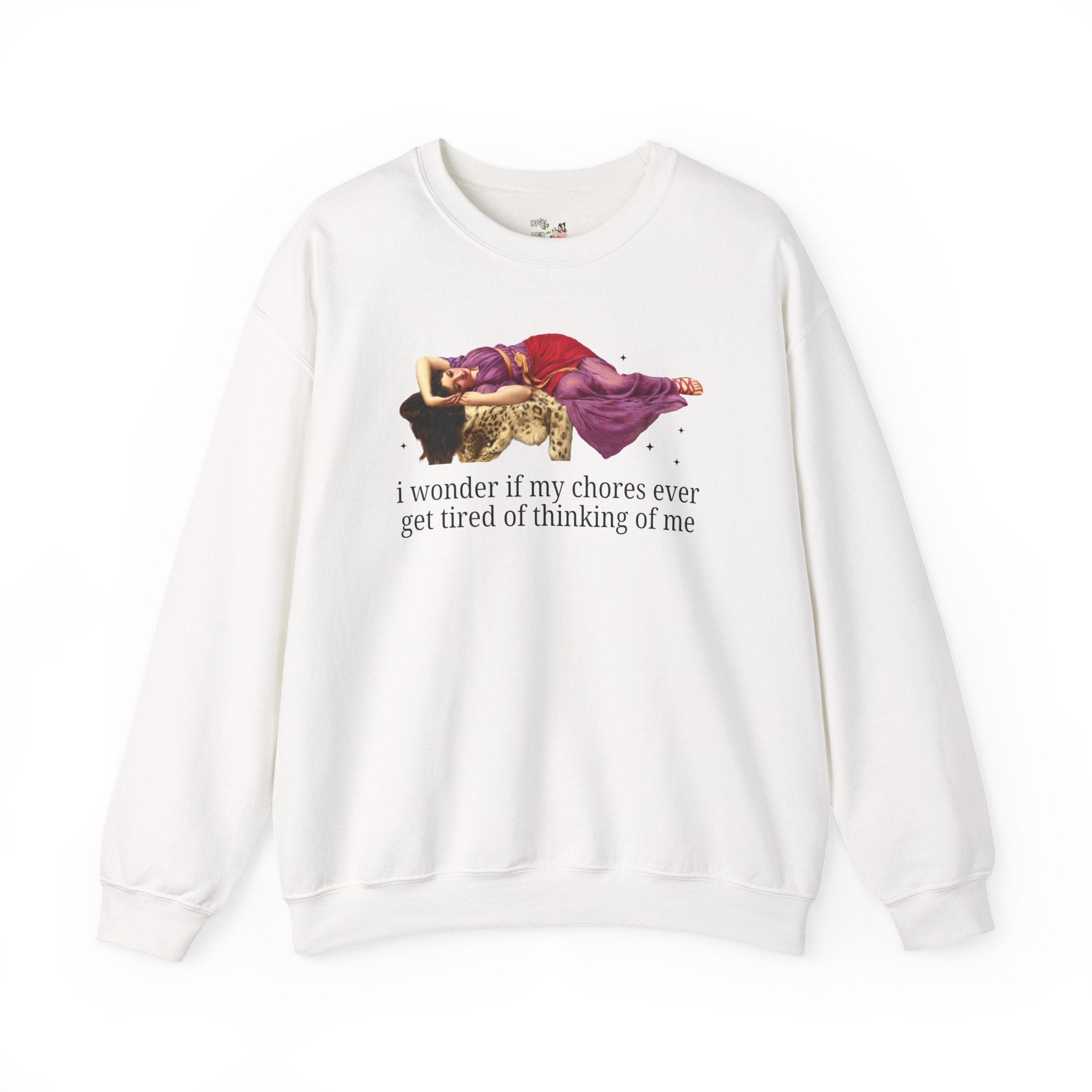 Funny Housekeeping Sweatshirt for Working Mom or Stay at Home Mom, Silly Art History Crewneck, John William Godward 19th Century Painting - Opal and June