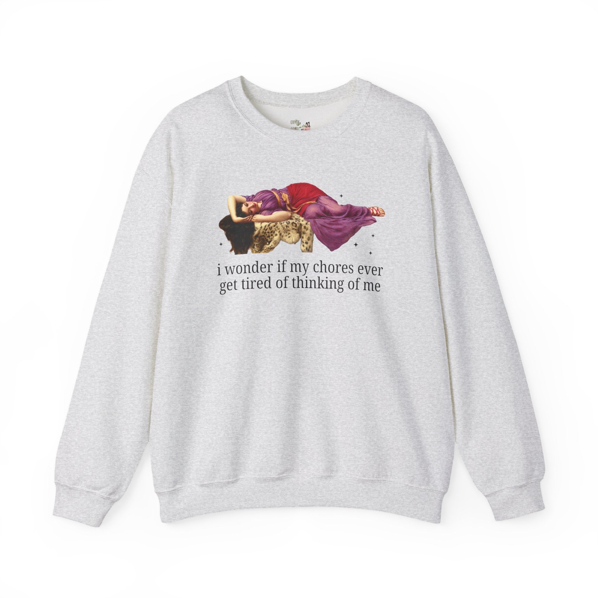Funny Housekeeping Sweatshirt for Working Mom or Stay at Home Mom, Silly Art History Crewneck, John William Godward 19th Century Painting - Opal and June
