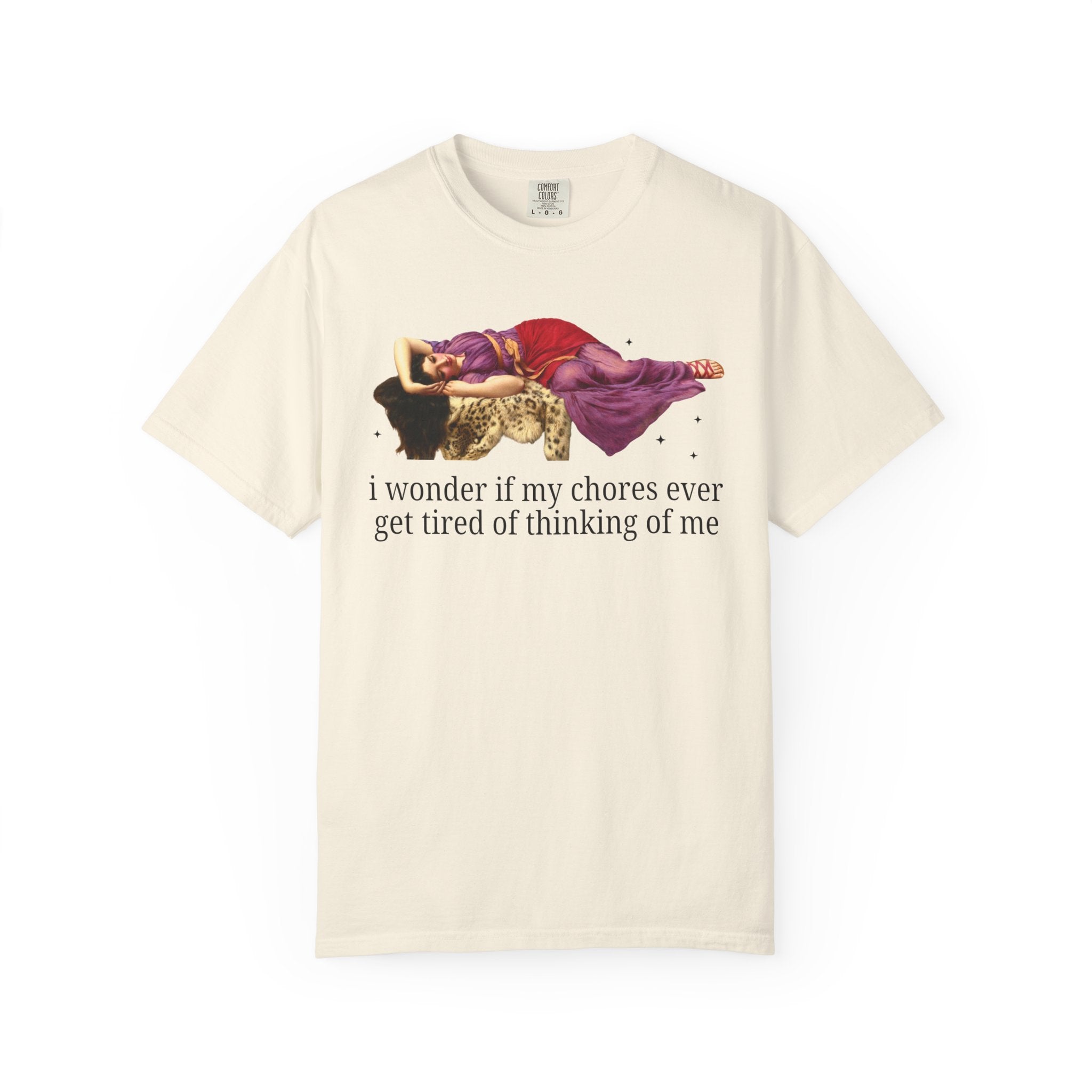 Funny Housekeeping Tee Shirt for Working Mom or Stay at Home Mom, Silly Art History T-Shirt, John William Godward 19th Century Painting - Opal and June