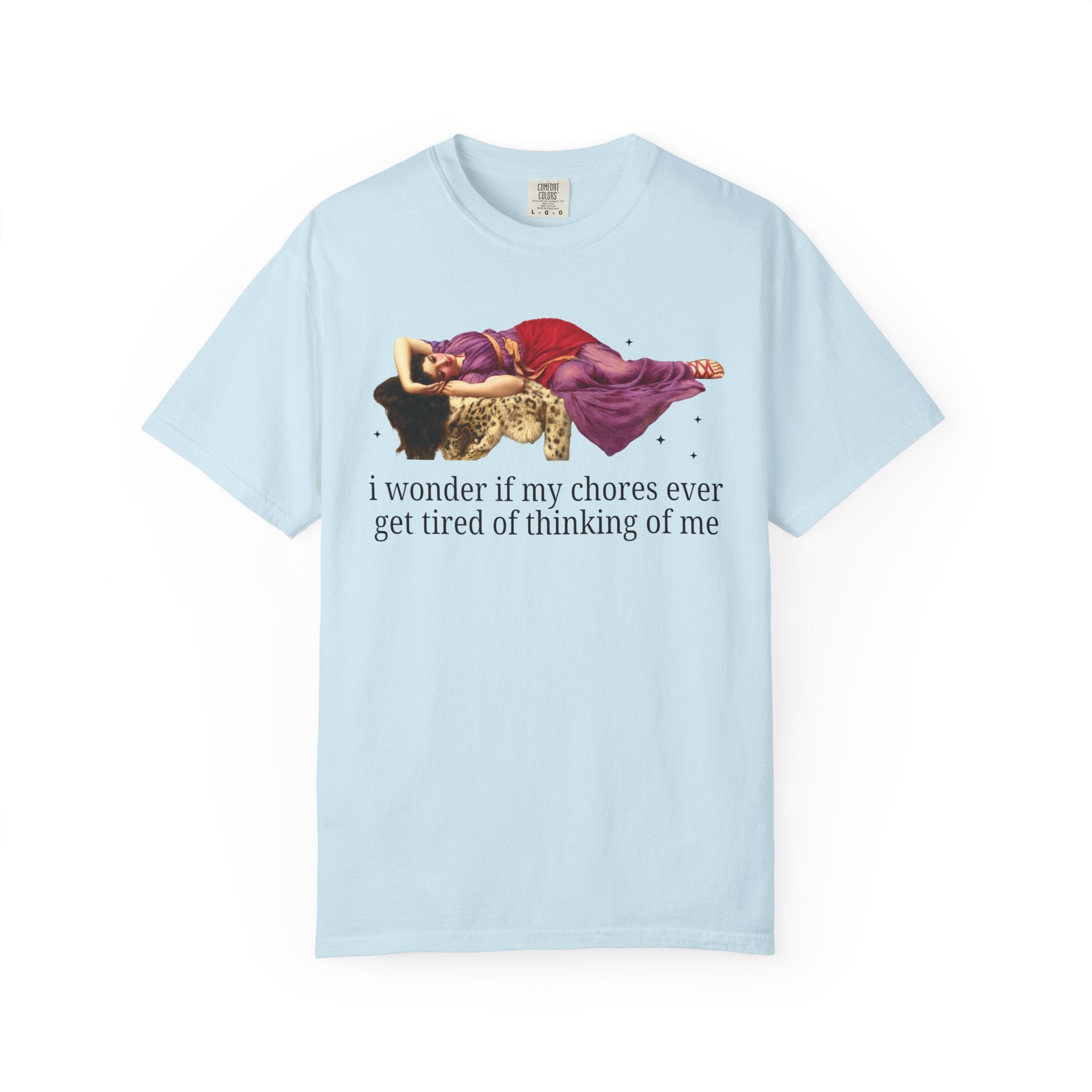 Funny Housekeeping Tee Shirt for Working Mom or Stay at Home Mom, Silly Art History T-Shirt, John William Godward 19th Century Painting - Opal and June