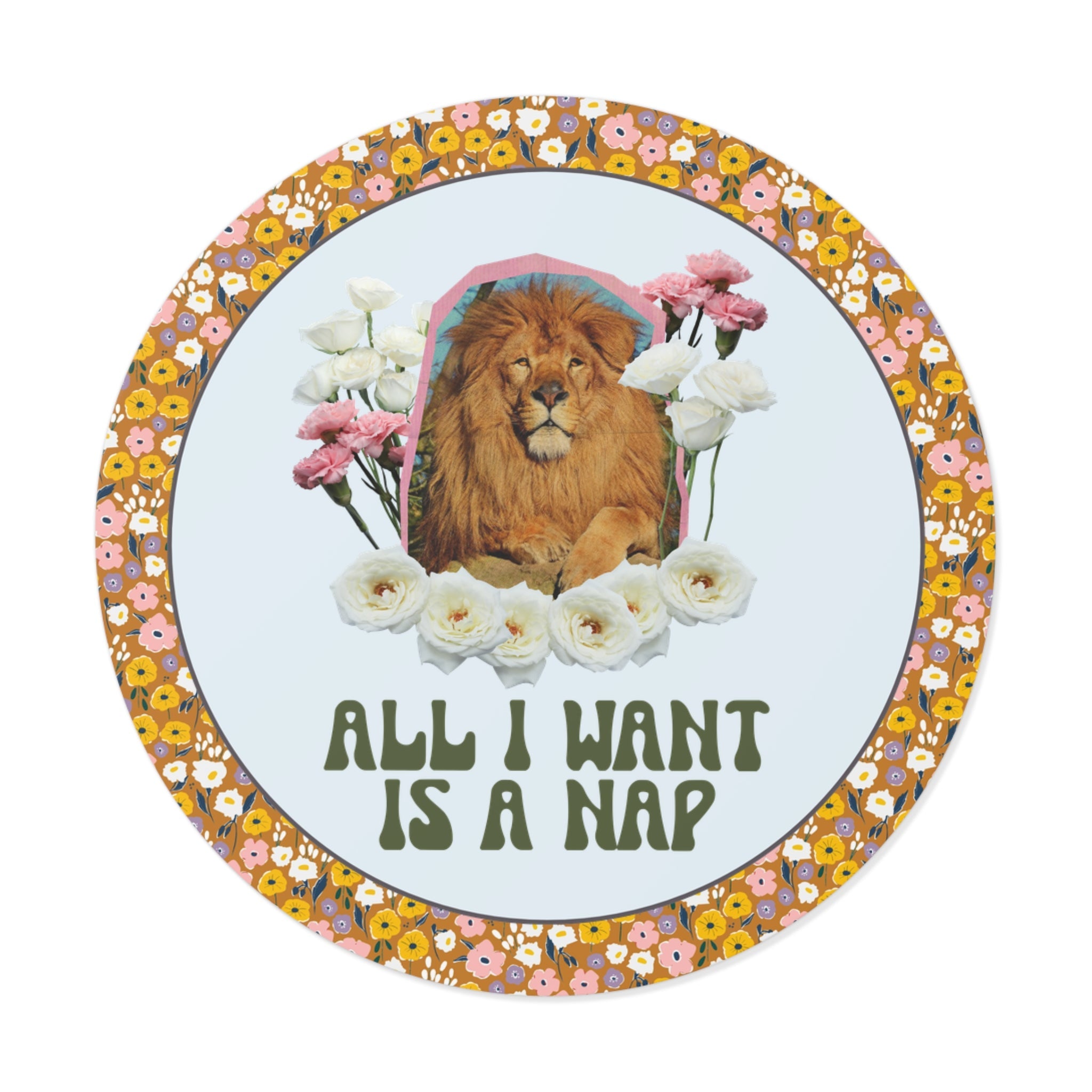 Funny Napping Sticker for Friend or Mom Who Loves Afternoon Naps and Lions, Silly Sarcastic I Love Naps New Mama Sticker for Animal Lover - Opal and June