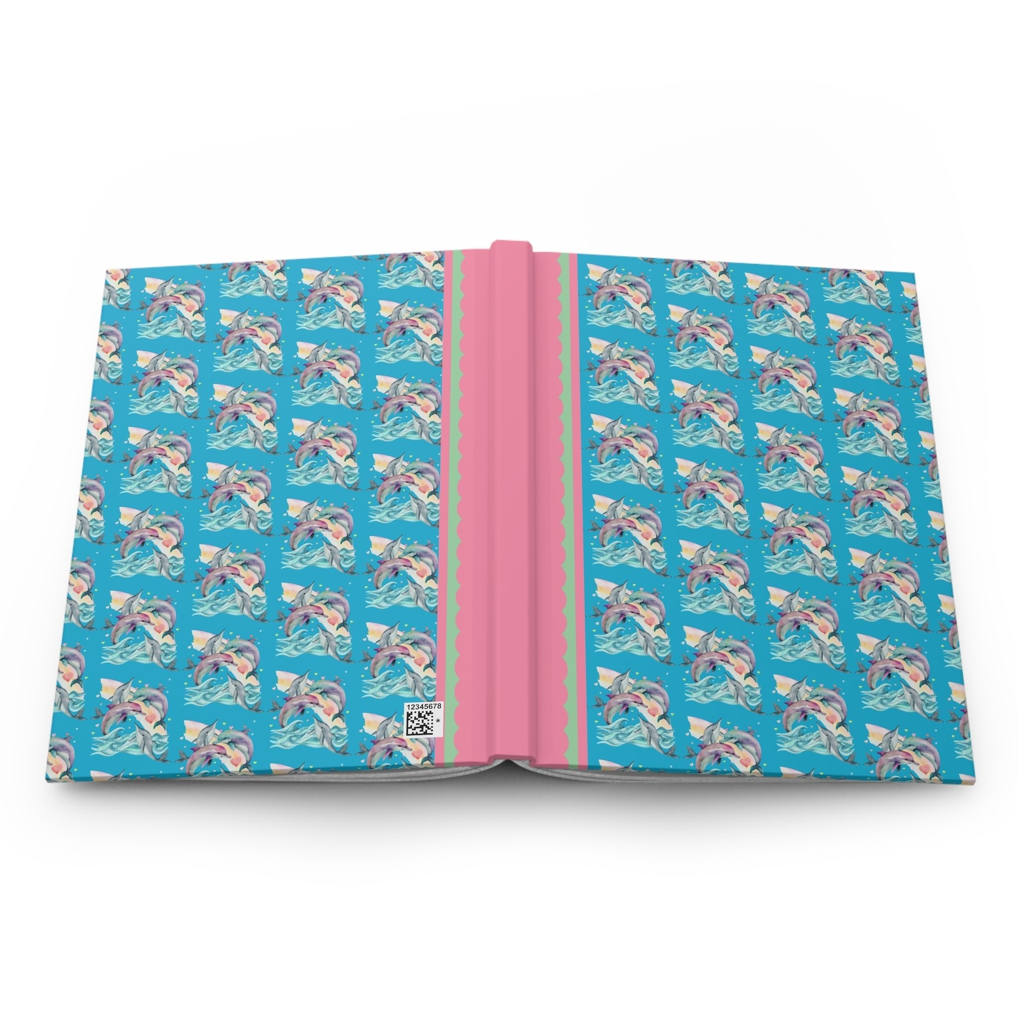 Funny Ocean Notebook for Dolphin Lover with Cute Y2K Aesthetic Hearts, Kitschy Nineties Style Journal with Rainbow for Friend Who Loves Dolphins - Opal and June