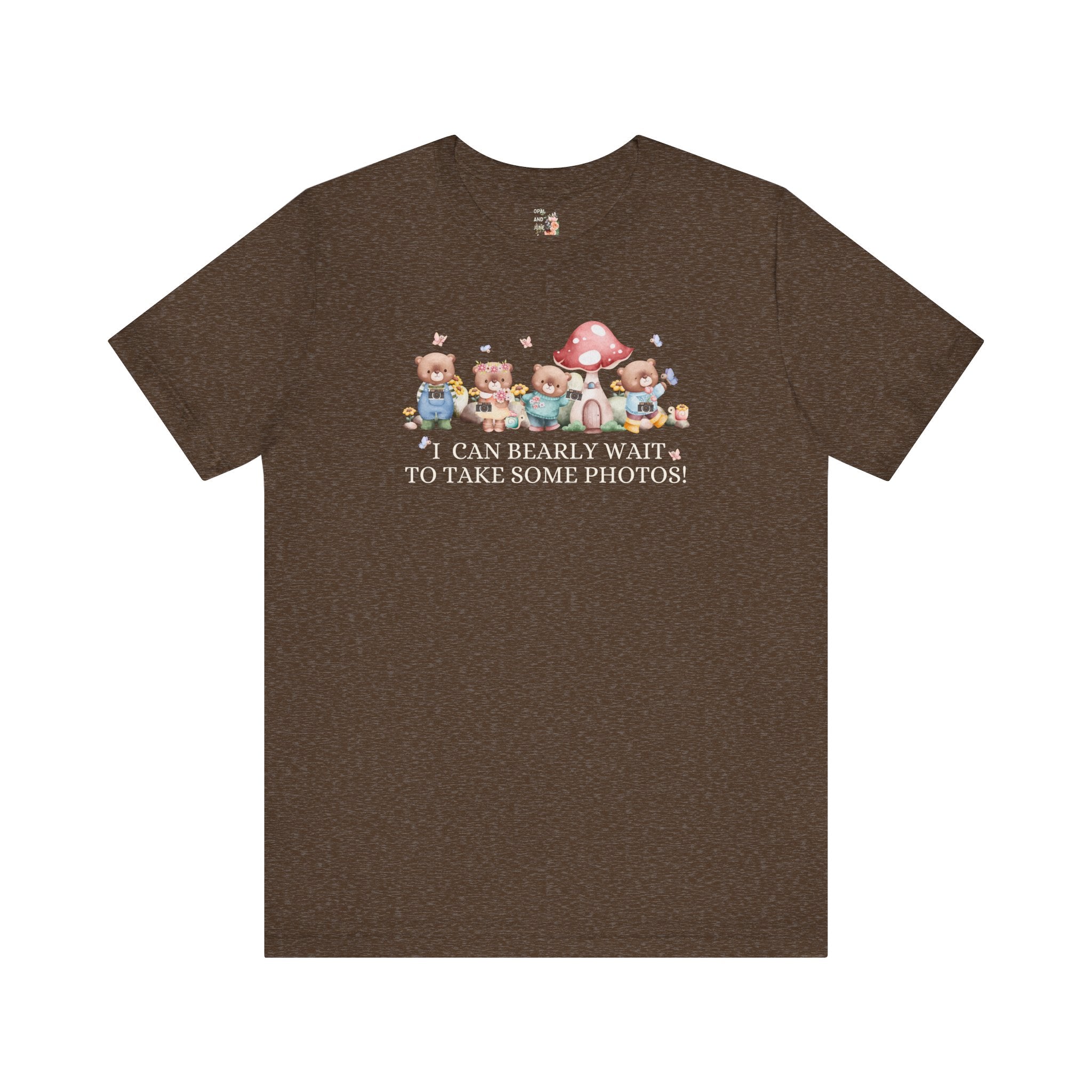 Funny Photographer Shirt for Mom Who Loves Photos and Awesome Puns: Cute Cottagecore Bear Tee Shirt with Mushroom for Family Photographer - Opal and June