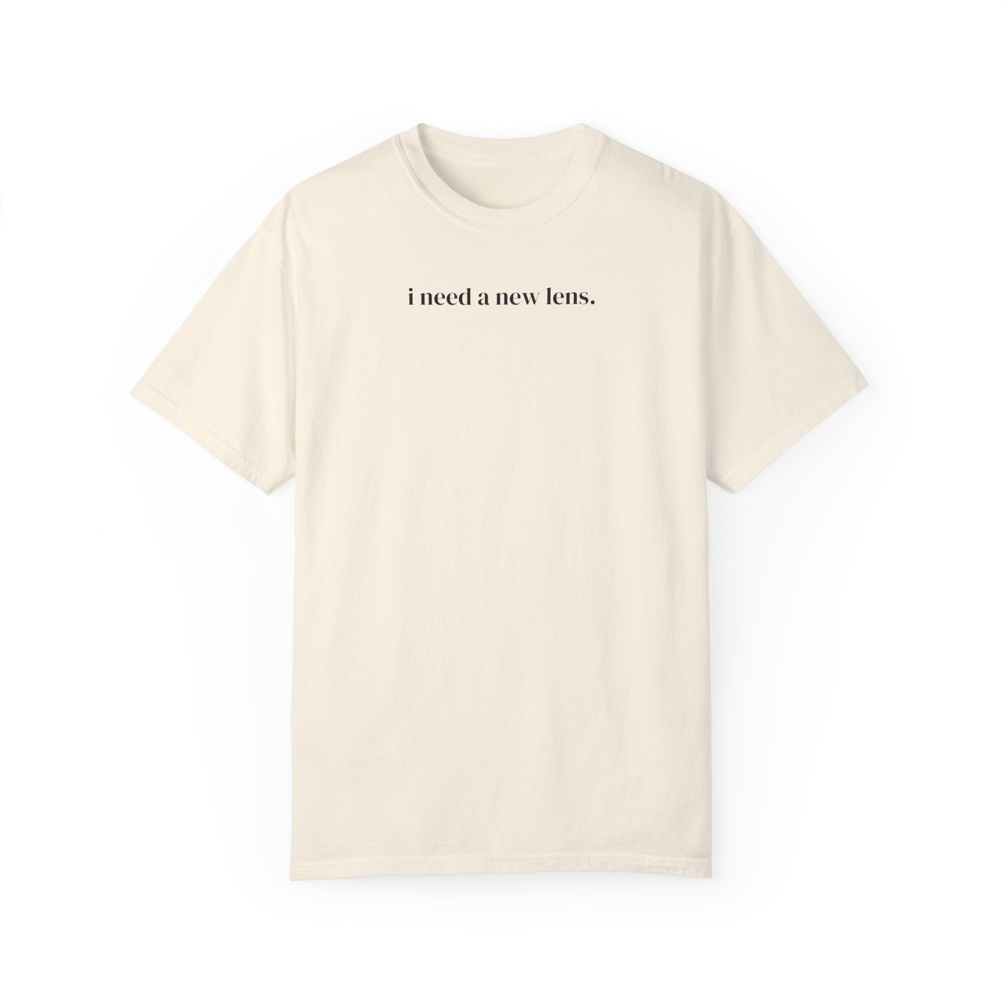 Funny Photographer Tee Shirt for Wedding Photographer or Elopement Photographer: I Need a New Lens, Silly Minimalist Photographer T-Shirt - Opal and June