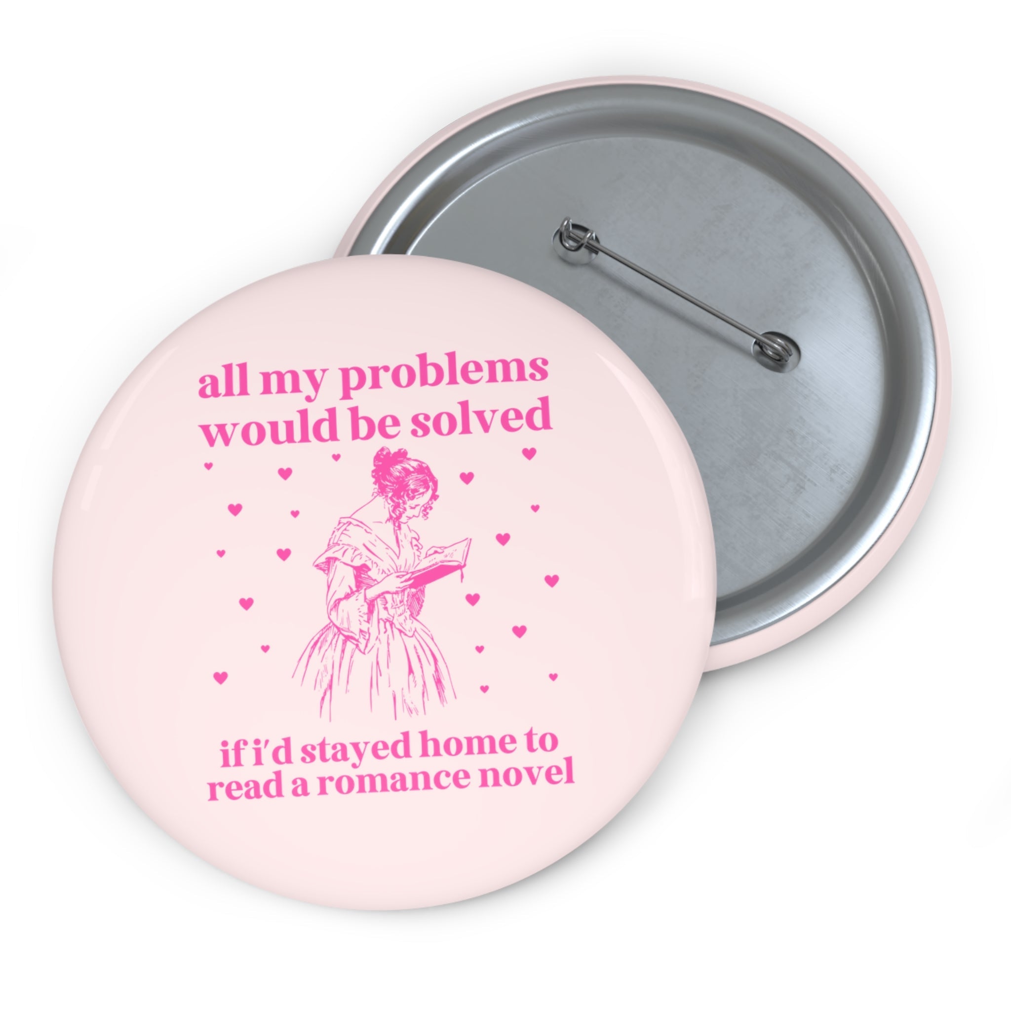 Funny Romance Reader Button for Friend Who Loves Romance Novels: Silly Book Lover Gift Idea with Vintage Aesthetic, Cute Bookish Gift - Opal and June