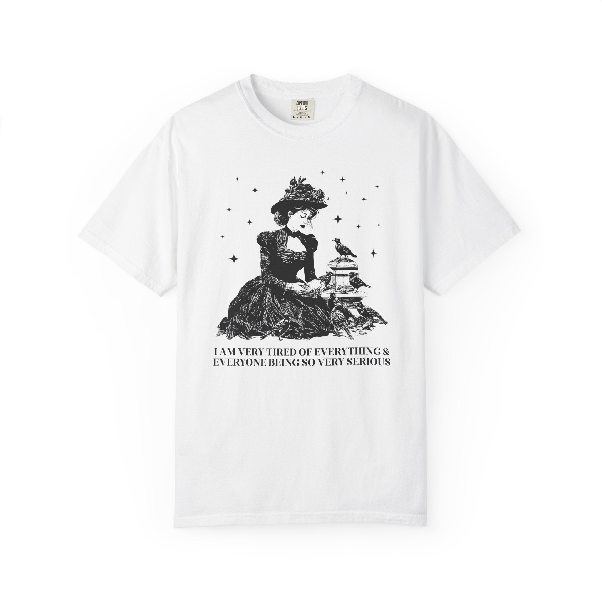 Funny Saying Vintage Aesthetic Tee Shirt with Stars: Everything and Everybody is So Very Serious - Opal and June