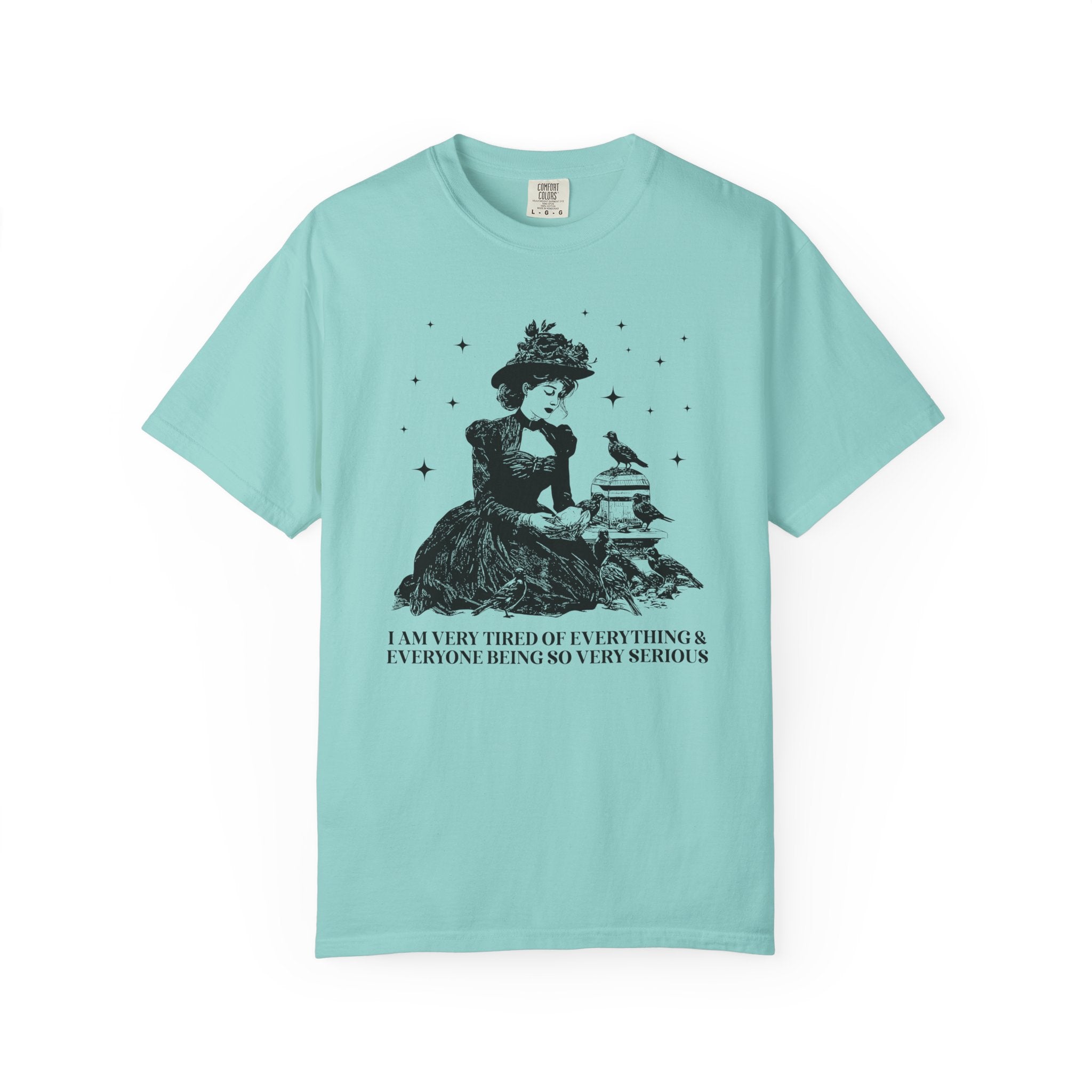Funny Saying Vintage Aesthetic Tee Shirt with Stars: Everything and Everybody is So Very Serious - Opal and June