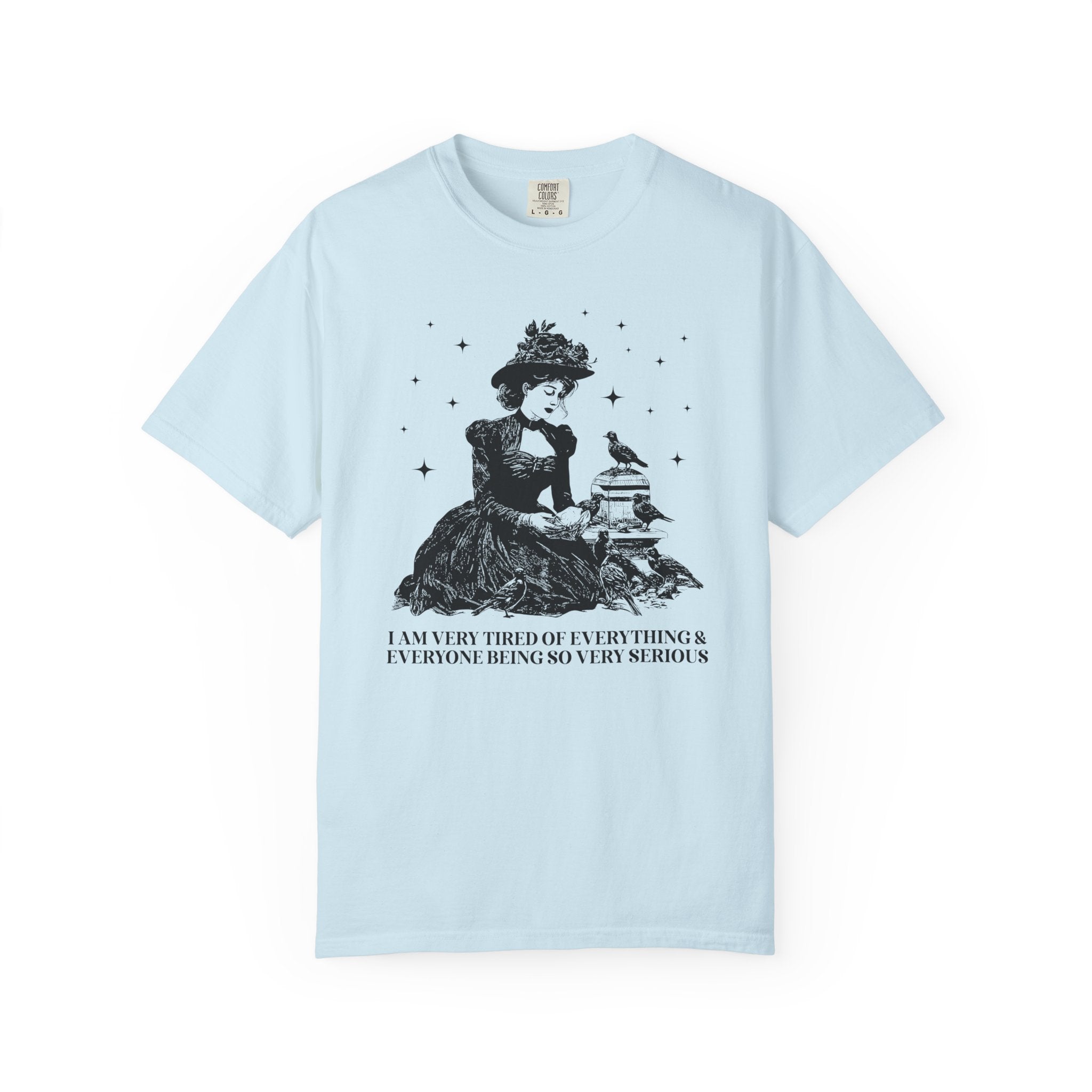 Funny Saying Vintage Aesthetic Tee Shirt with Stars: Everything and Everybody is So Very Serious - Opal and June