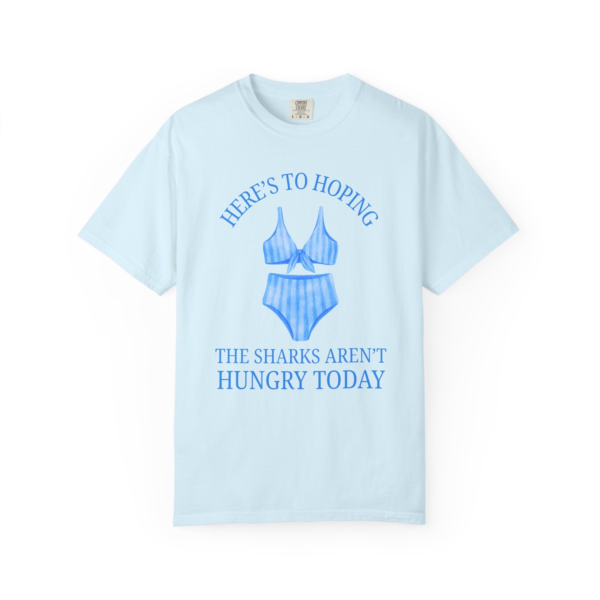 Funny Shark Shirt for Women: Heres to Hoping the Sharks Arent Hungry Today, Beach Vacation Tee, Shark Lover Gift, Matching Beach Trip Tee - Opal and June