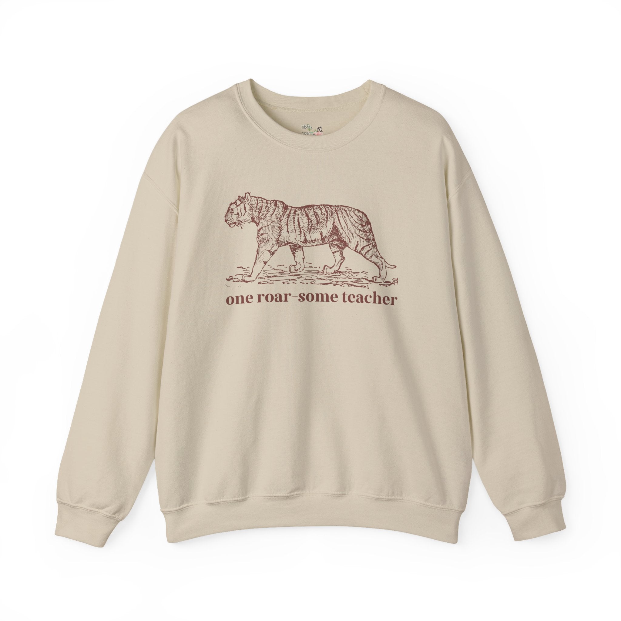 Funny Teacher Sweatshirt for Schools with a Tiger Mascot, Cute and Silly High School Teacher or Middle School Teacher Crewneck, Animal Lover Gift - Opal and June