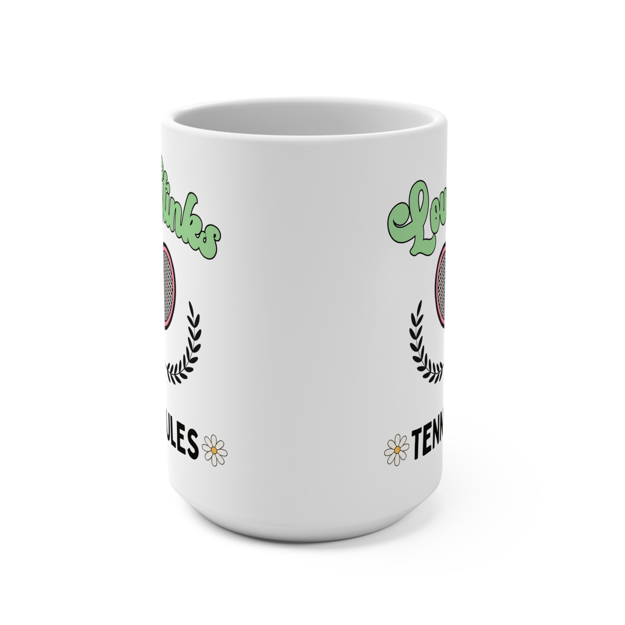 Funny Tennis 15 Oz Mug with Retro Aesthetic: Love Stinks, Tennis Rules | Gift for Tennis Lover or Tennis Player, Cute Tennis Mug for Summer - Opal and June